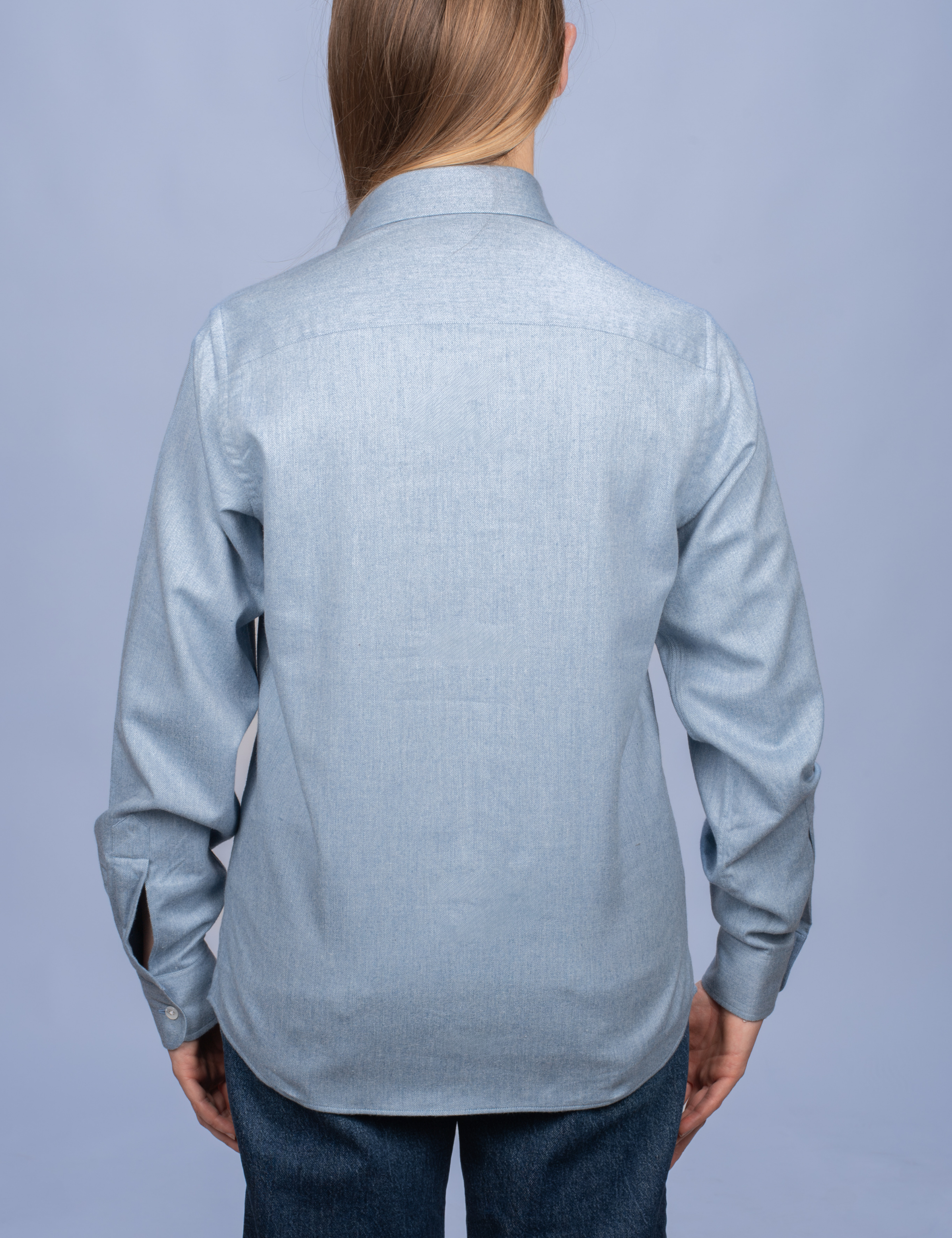 Chemisier Flanelle Chaude Bleu Argile