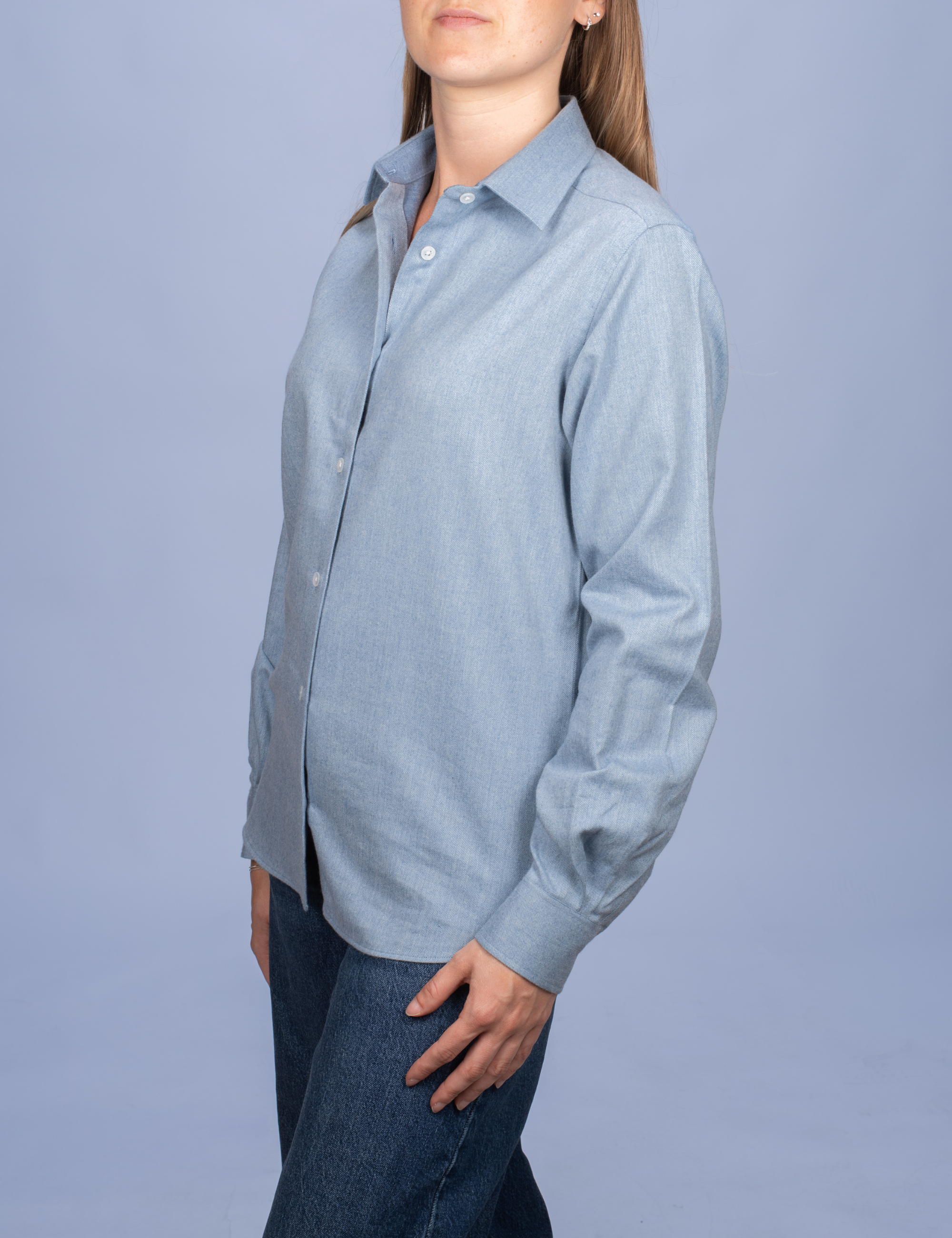Chemisier Flanelle Chaude Bleu Argile
