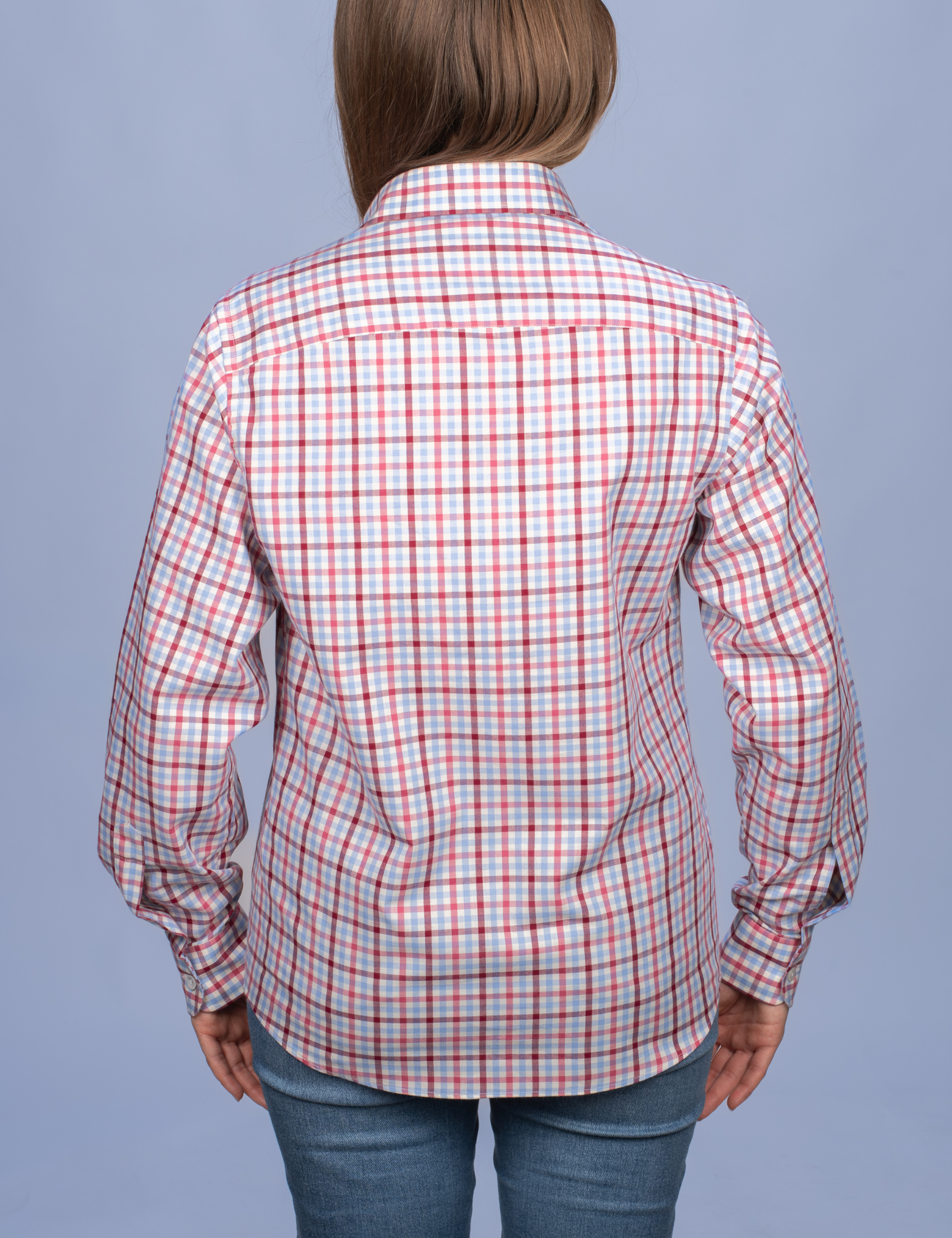 Chemisier Flanelle Légère à Carreaux Rose