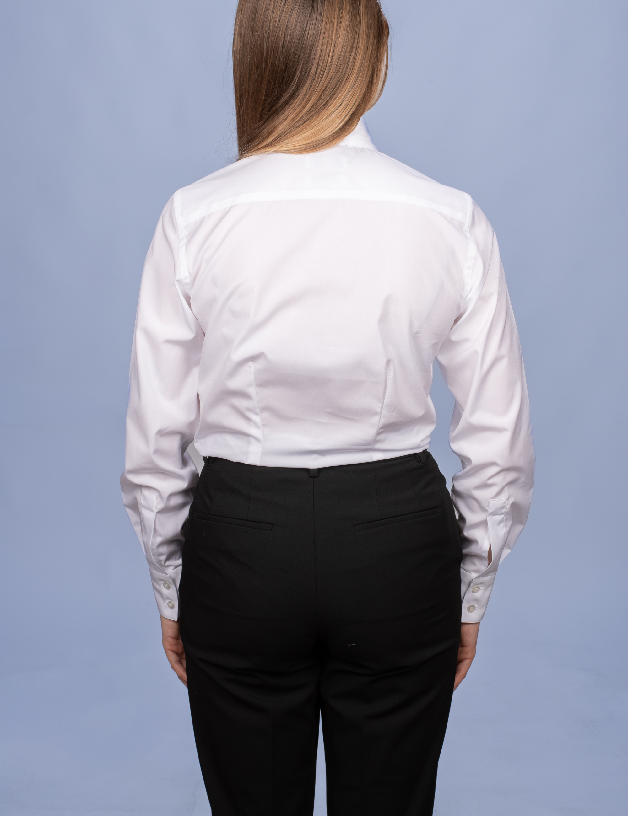 White Poplin Double Twisted Yarn Shirt - Fitted Cut