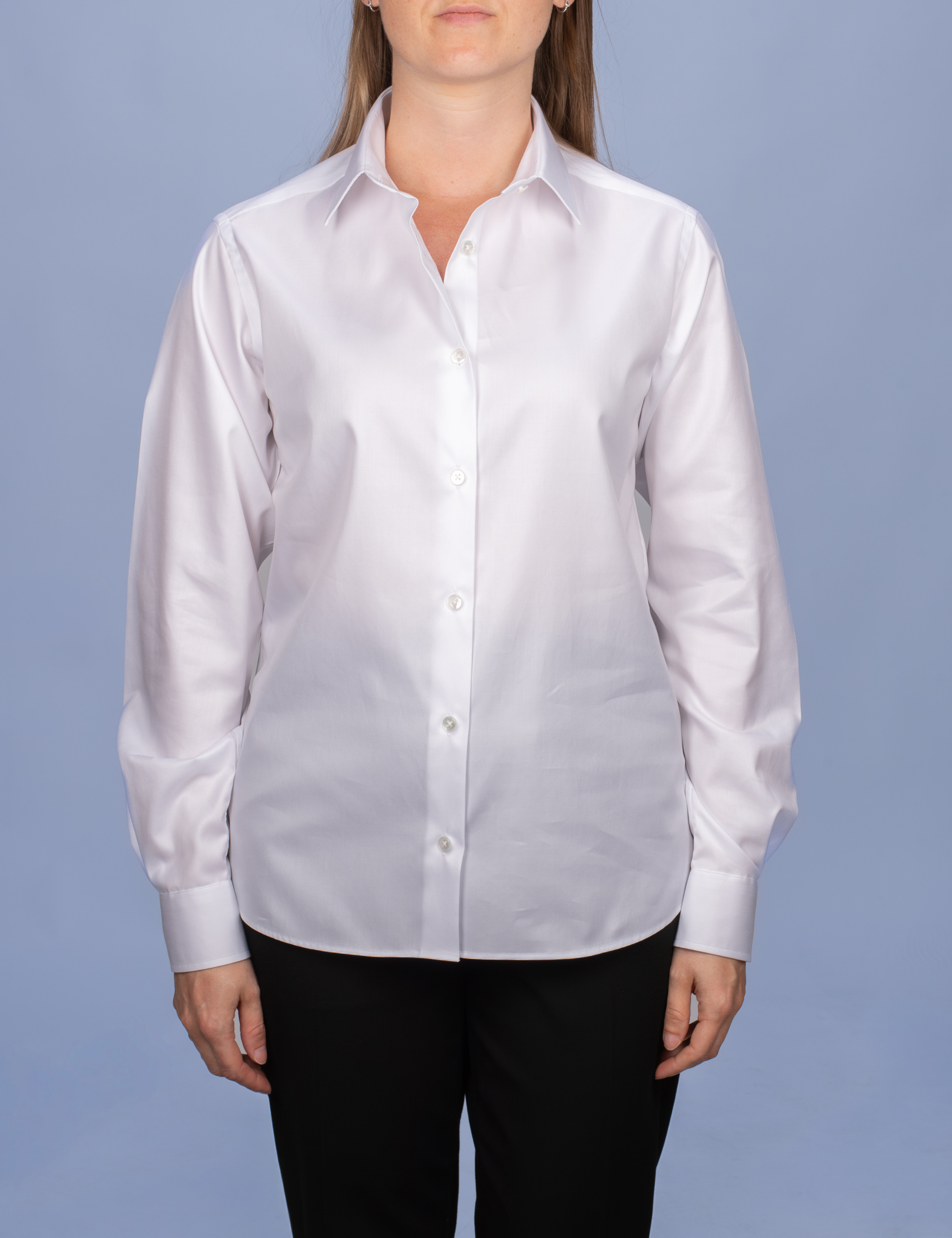 White Poplin Double Twisted Yarn Shirt - Fitted Cut