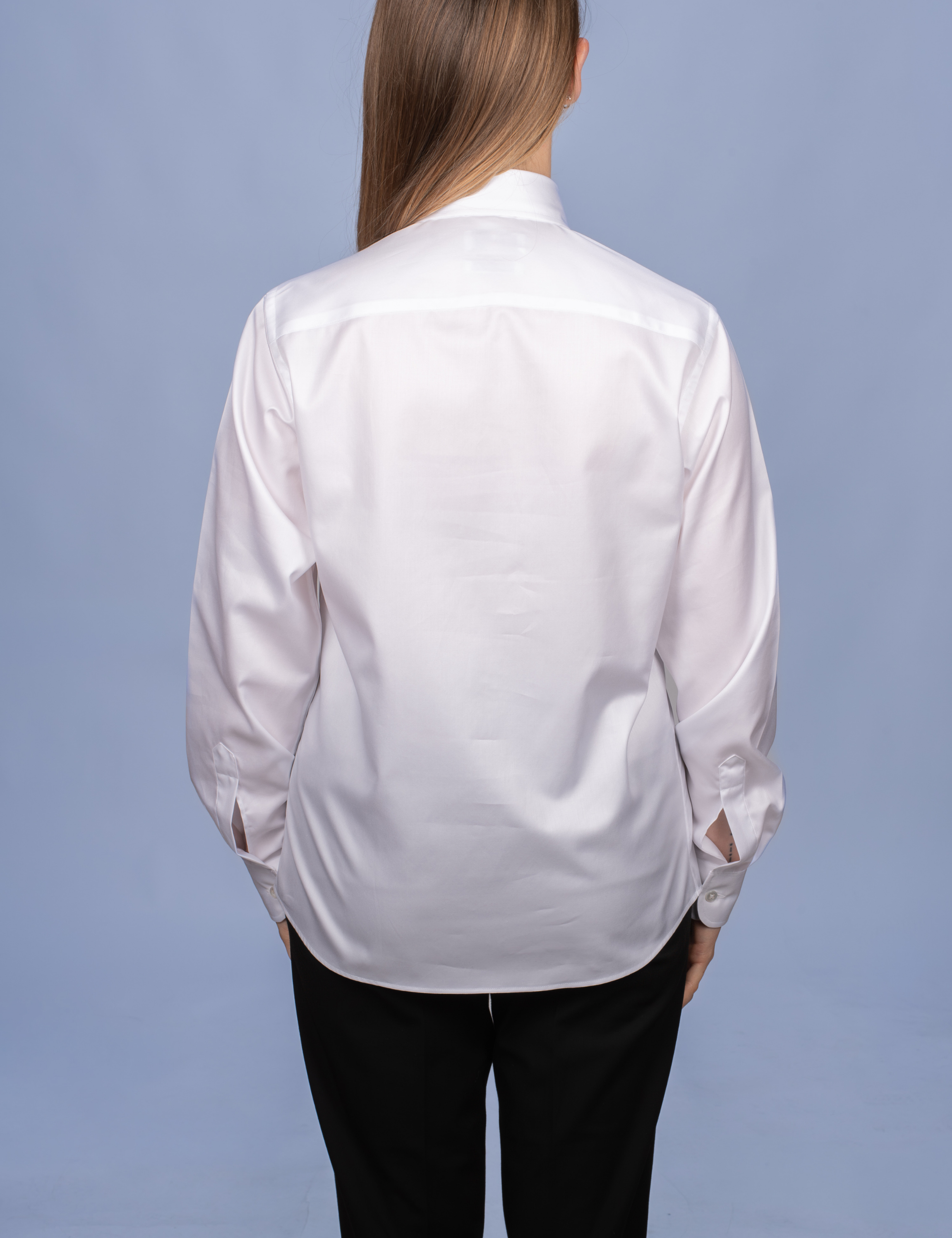 White Poplin Double Twisted Yarn Shirt - Fitted Cut