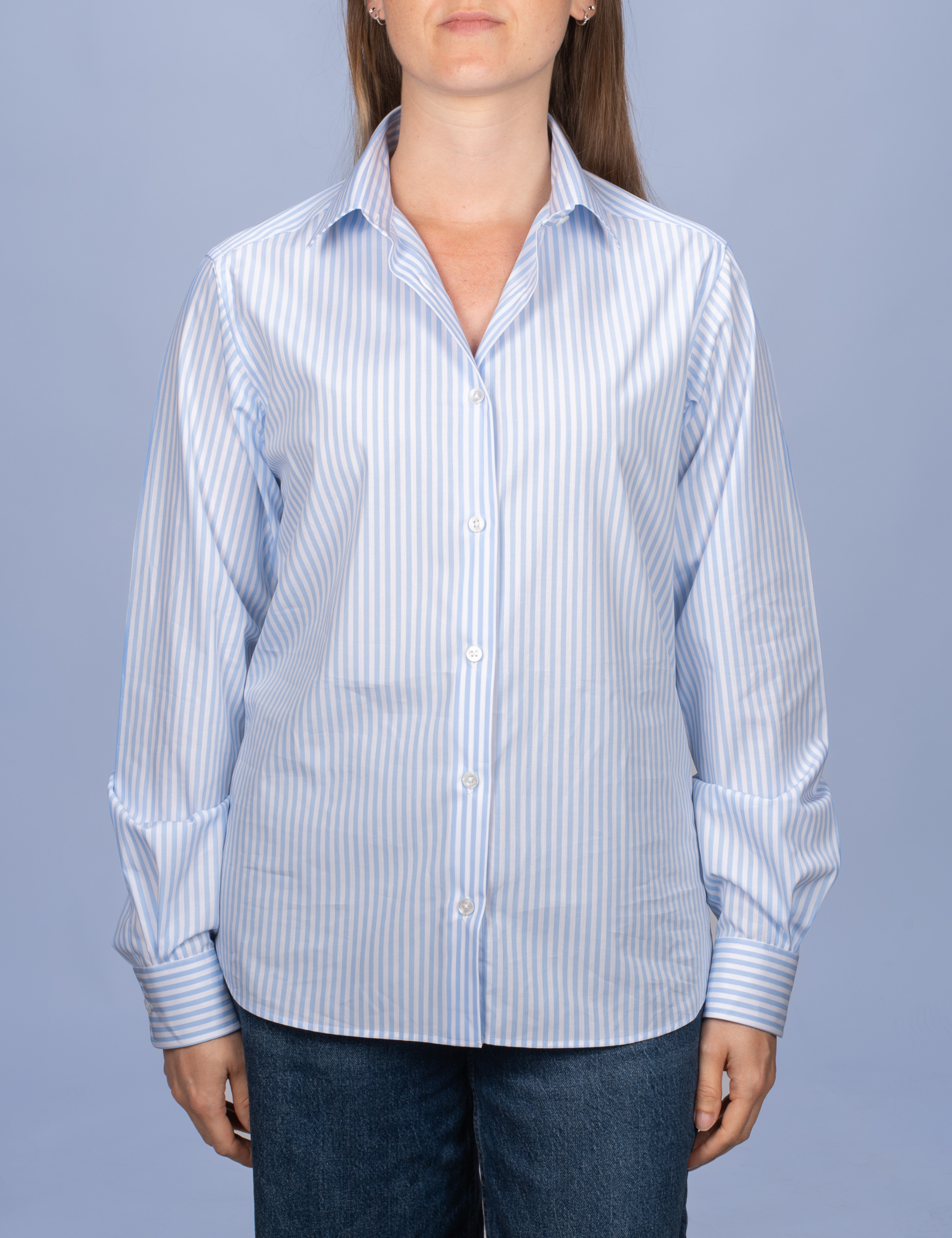White Poplin Double Twisted Yarn Shirt - Fitted Cut