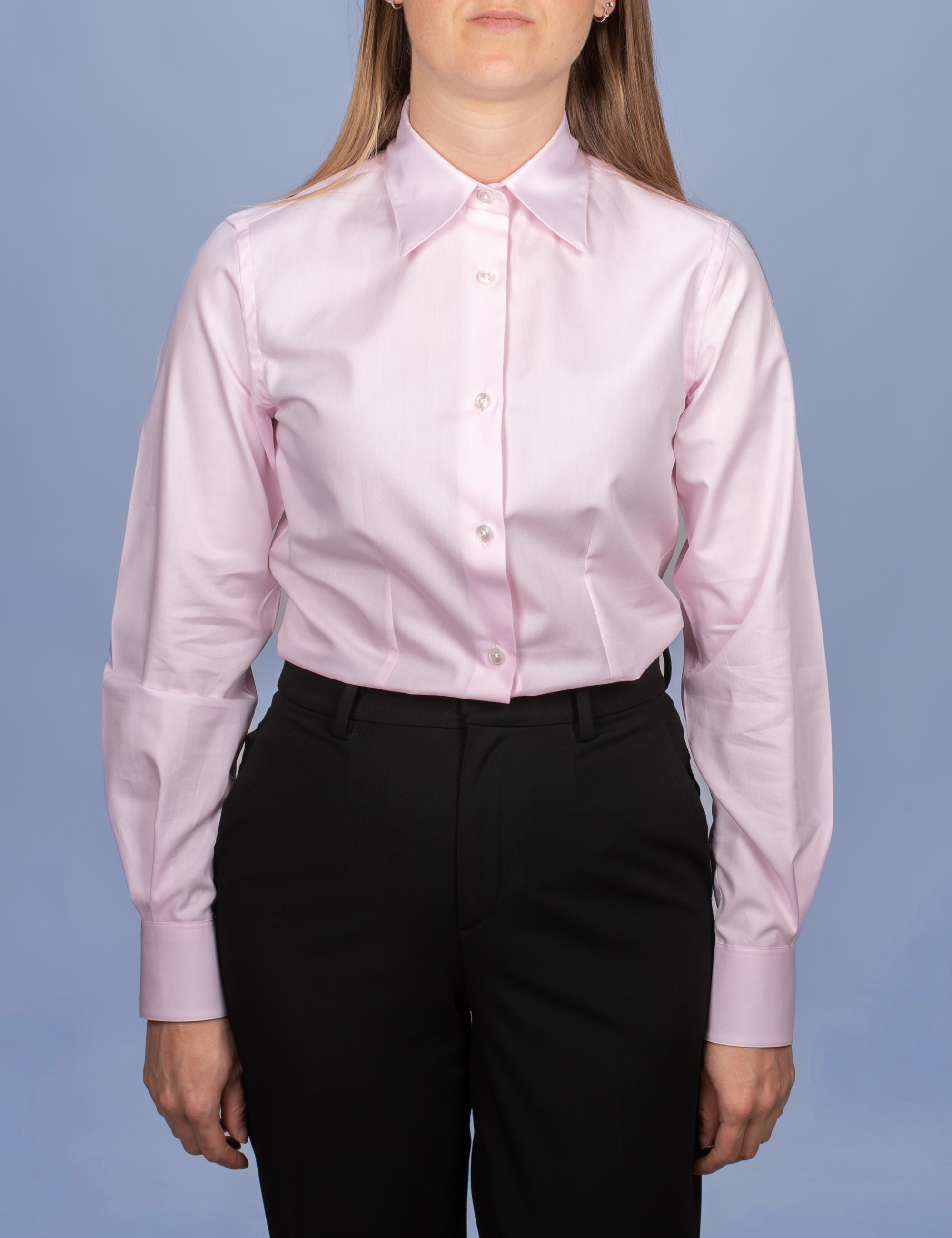 White Poplin Double Twisted Yarn Shirt - Fitted Cut