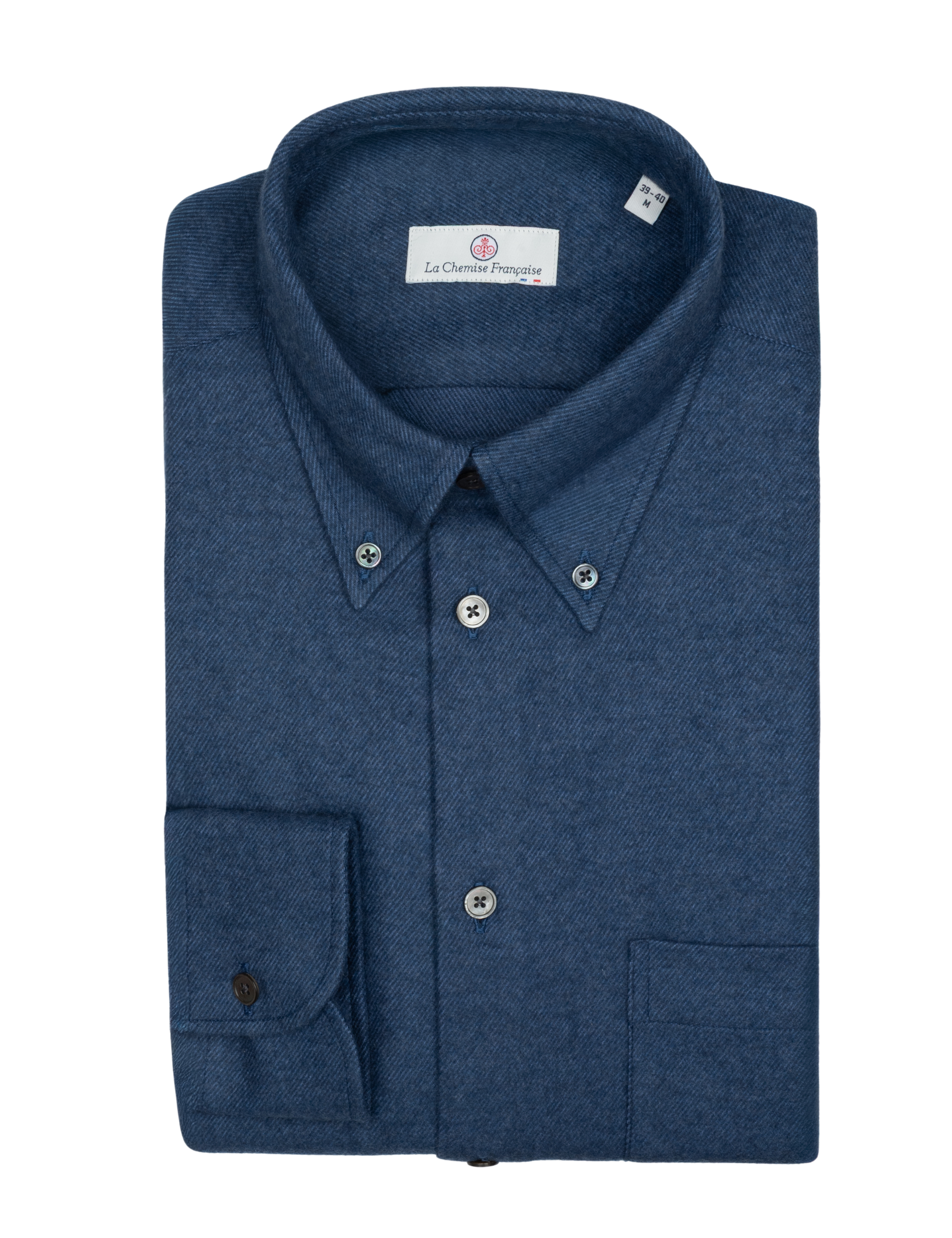 Chemise Flanelle Chaude Bleu Marine - Col Boutonné