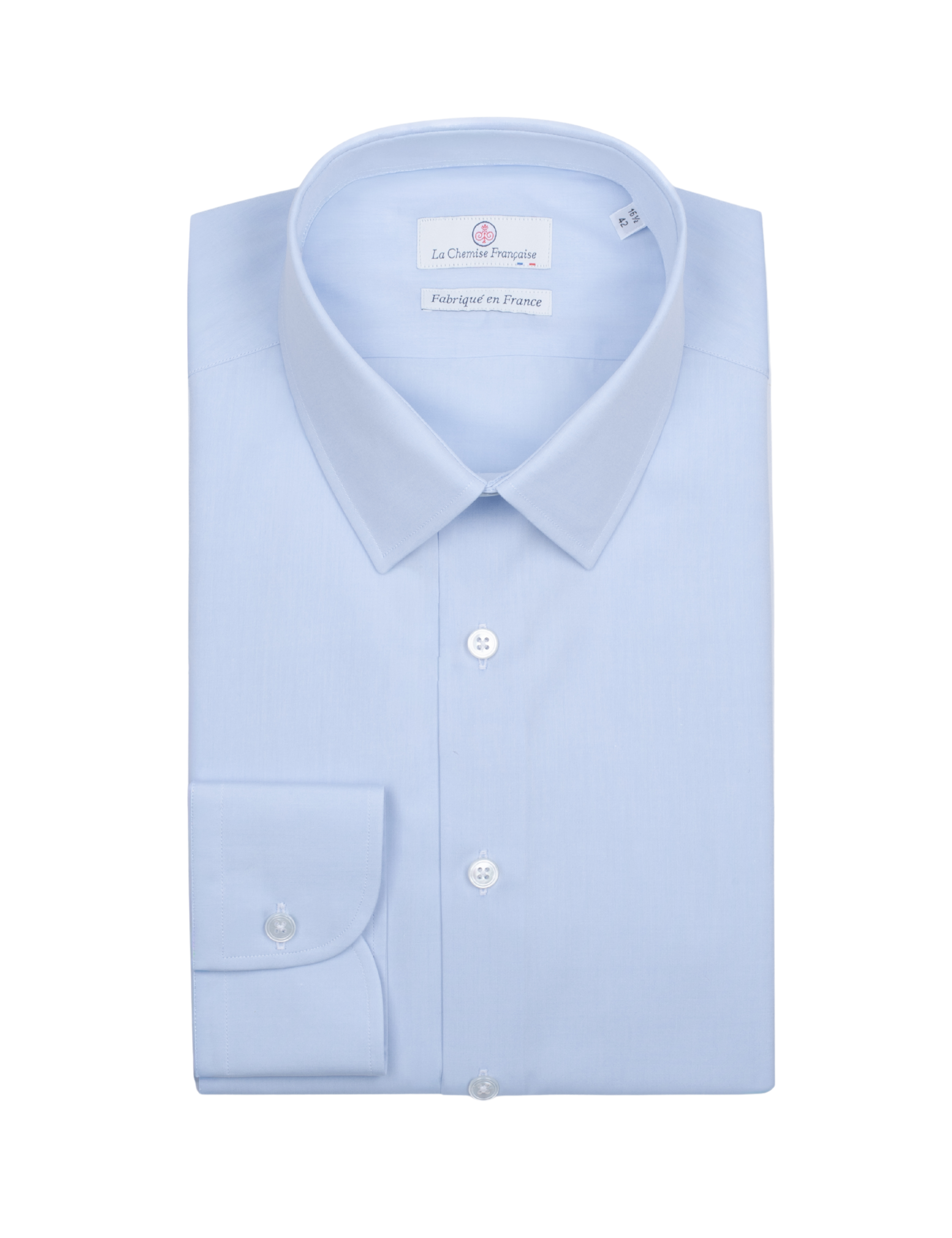 Chemise Bleu Ciel Popeline Double Retors - Col Français