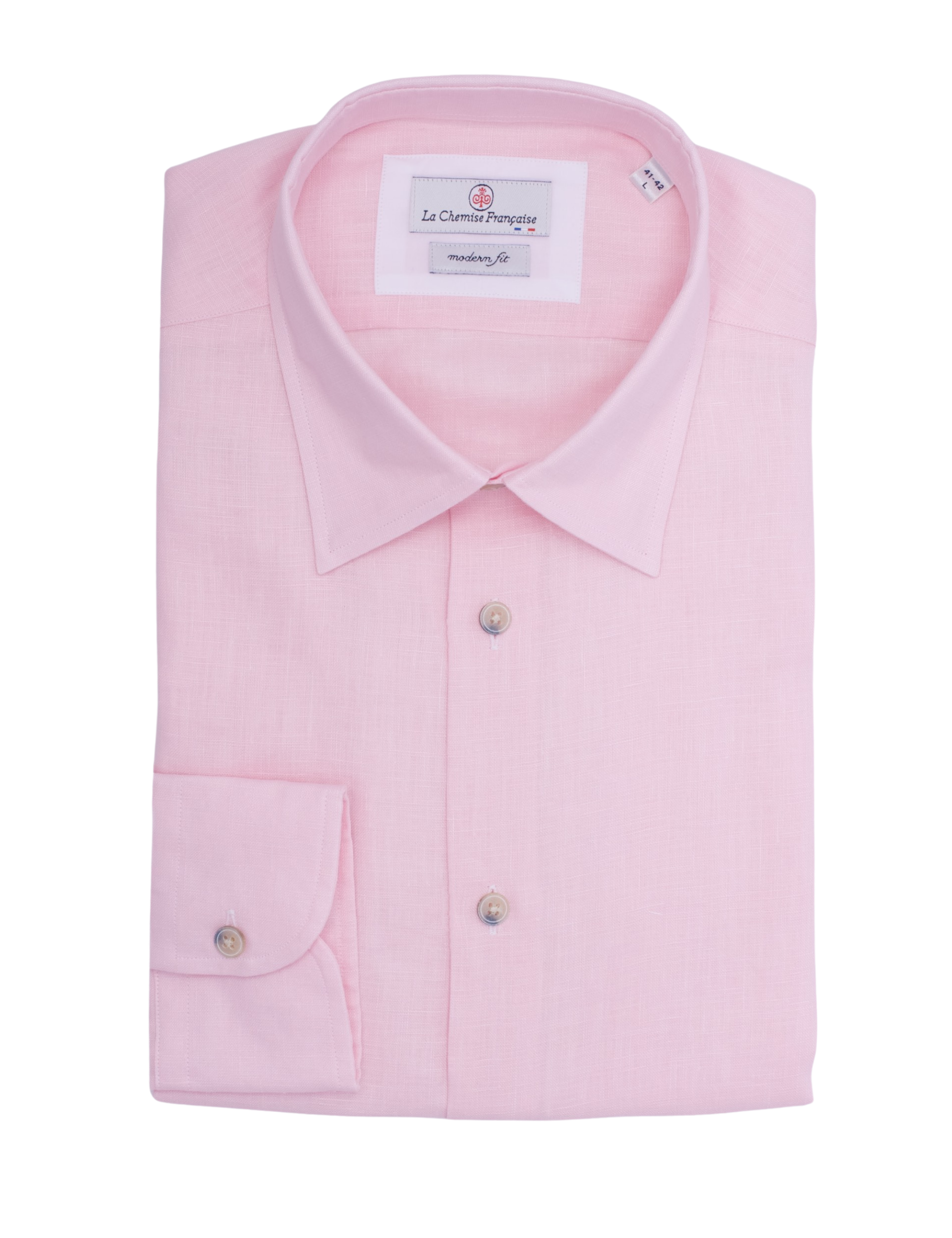 Chemise Lin Normand Rose - Col Souple