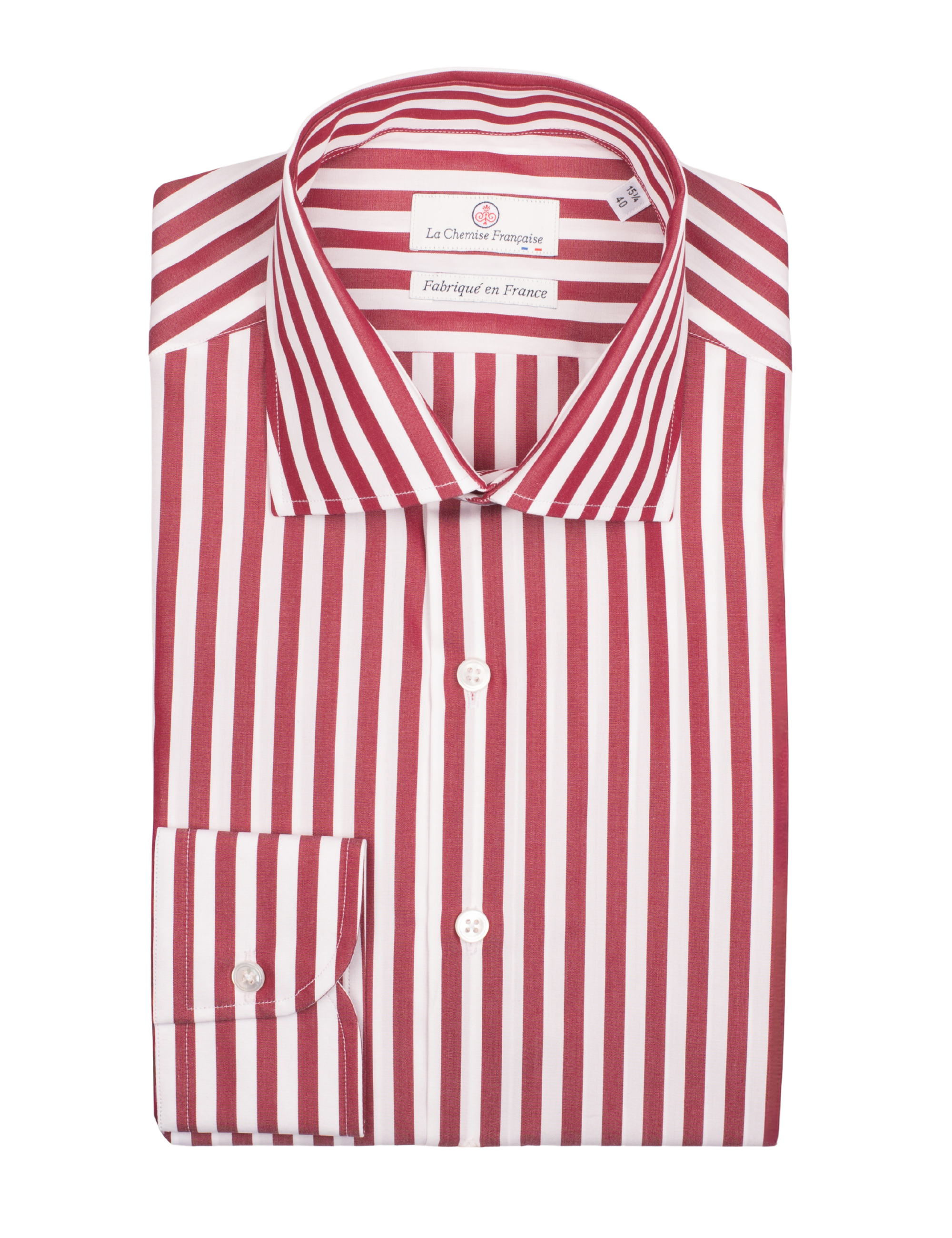 Chemise Rayure Bâton Bourgogne 7mm - Col Italien