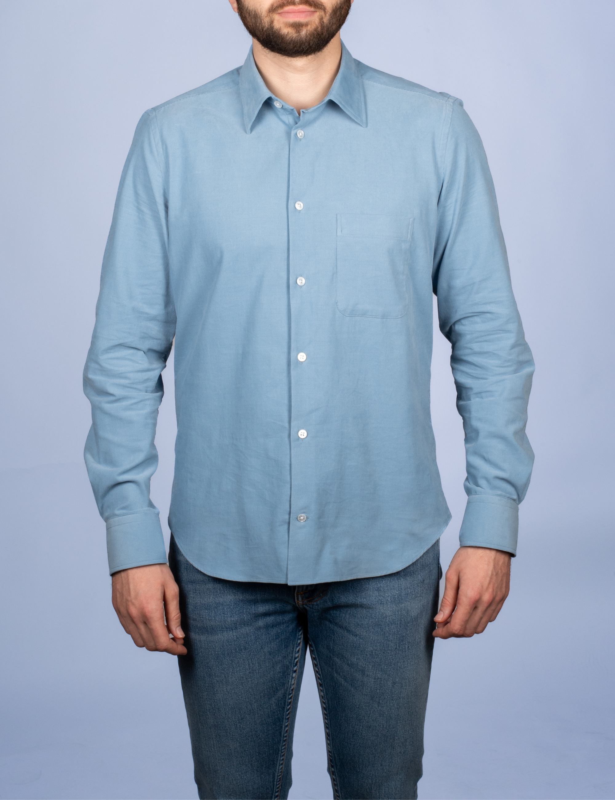 Chemise Velours Milleraies Bleu Argile