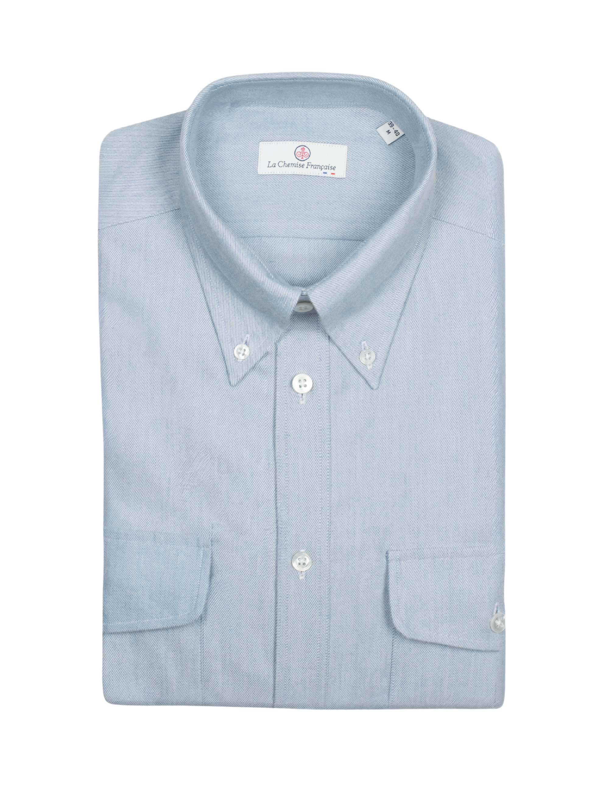 Chemise Alpine - Flanelle Bleu Glacier - Col Boutonné & Poches à Soufflets