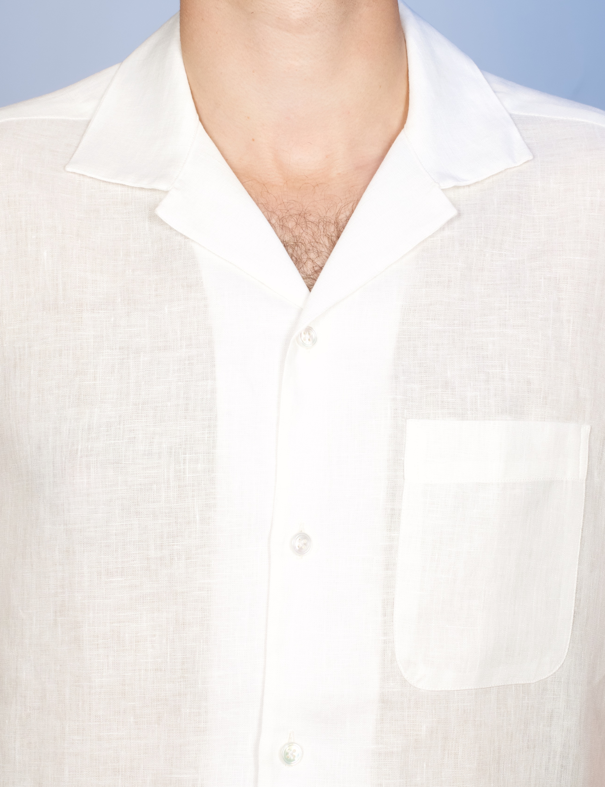 Chemise Havane Blanche - Col Cubain