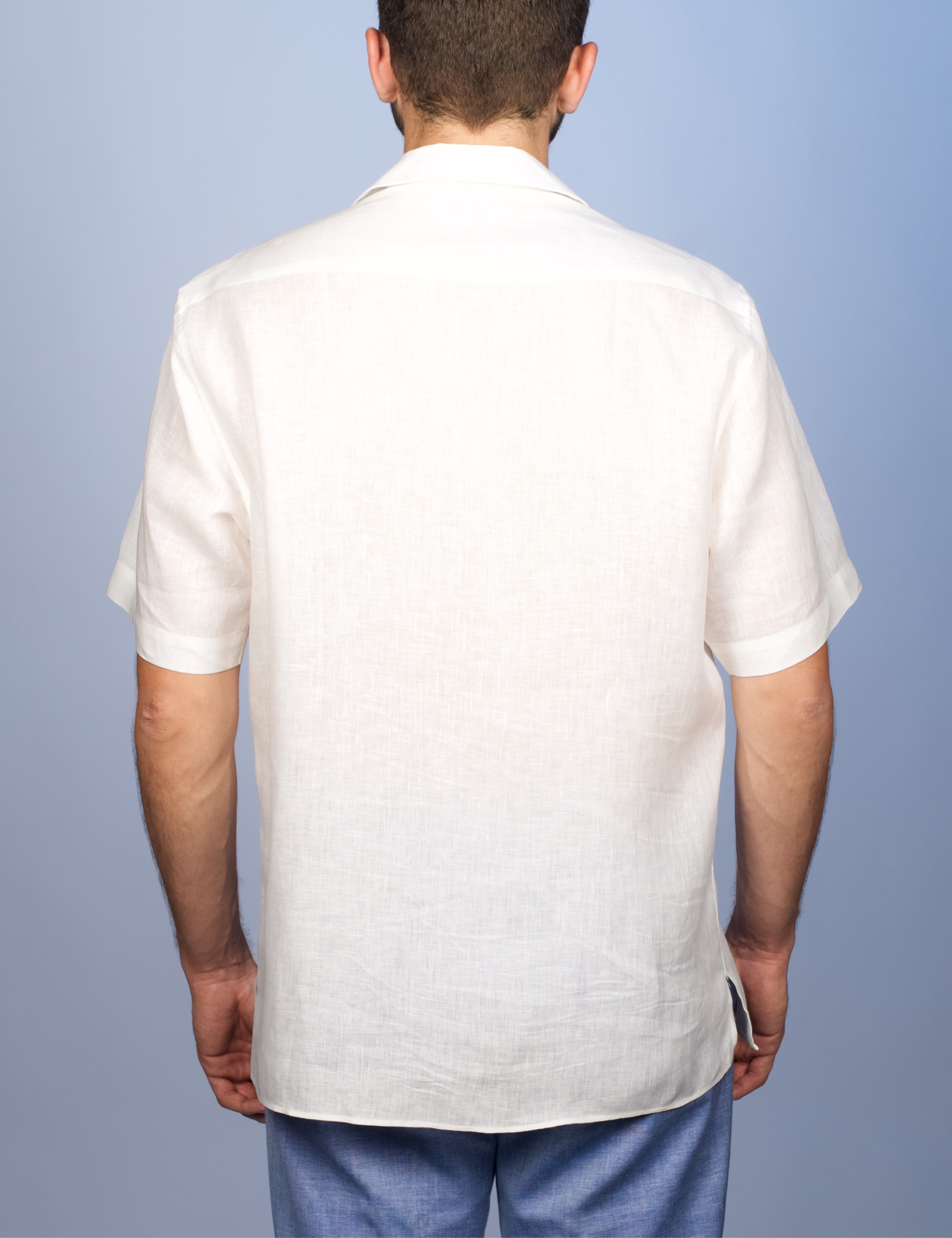 Chemise Havane Blanche - Col Cubain