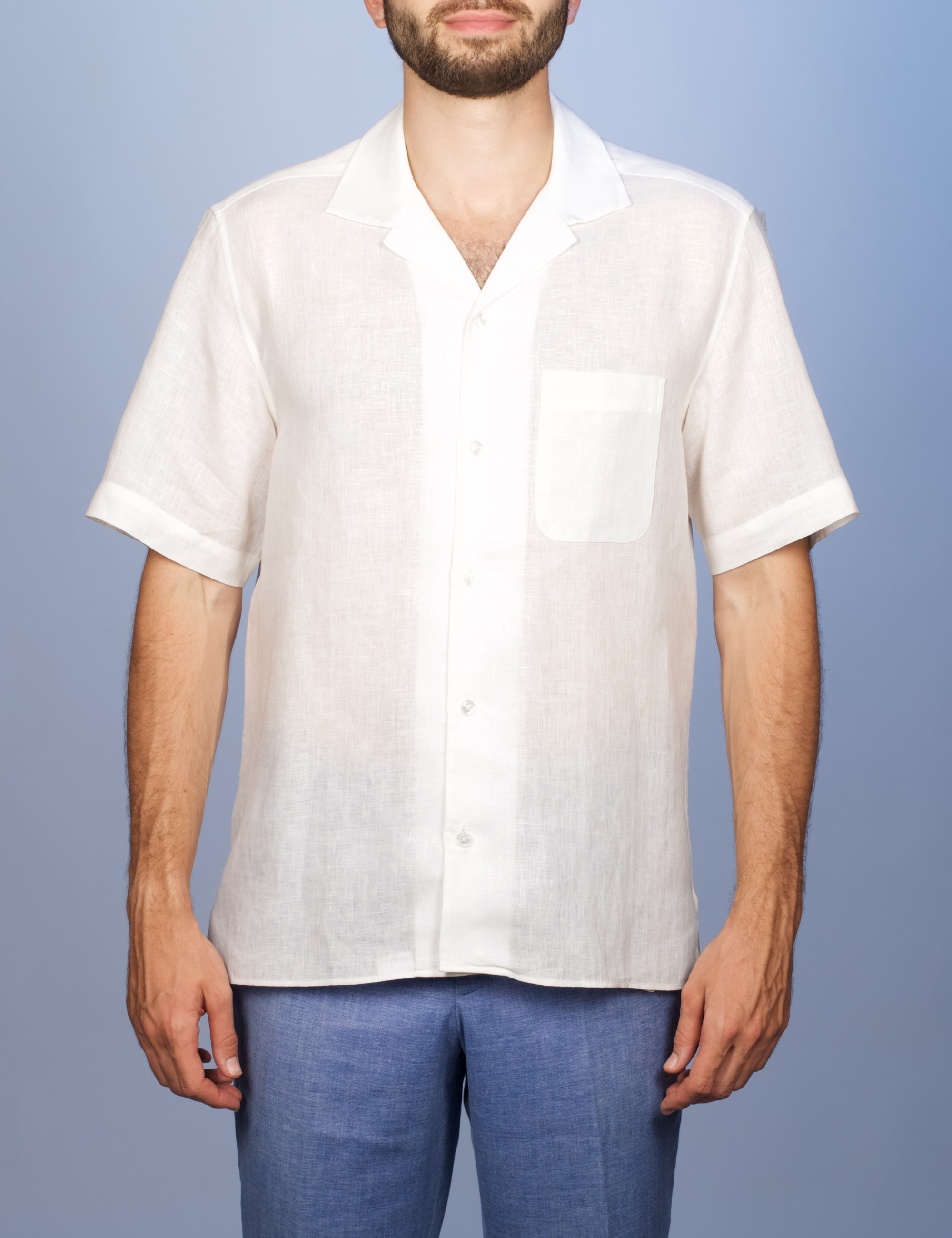 Chemise Havane Blanche - Col Cubain