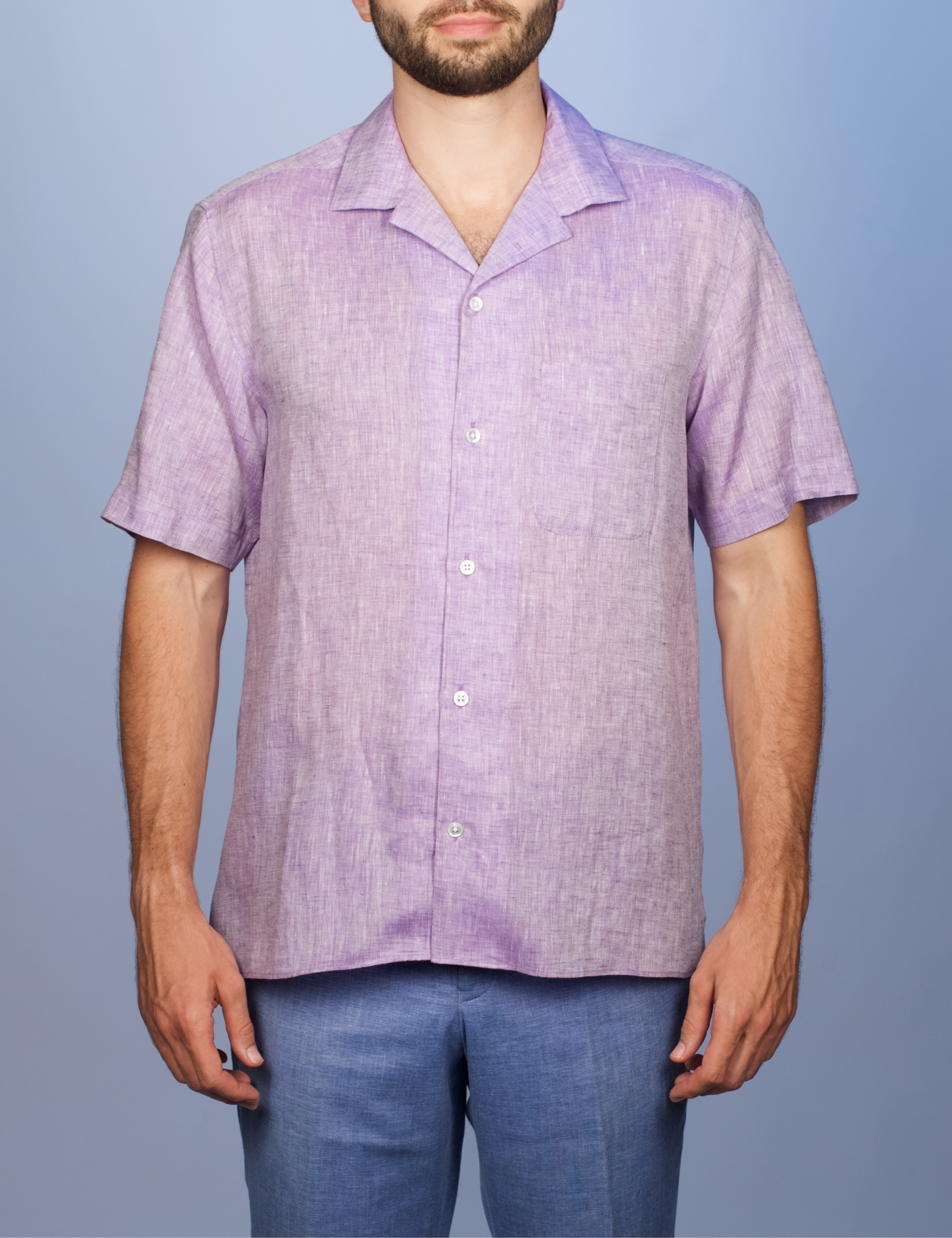 Chemise Havane Lavande - Col Cubain