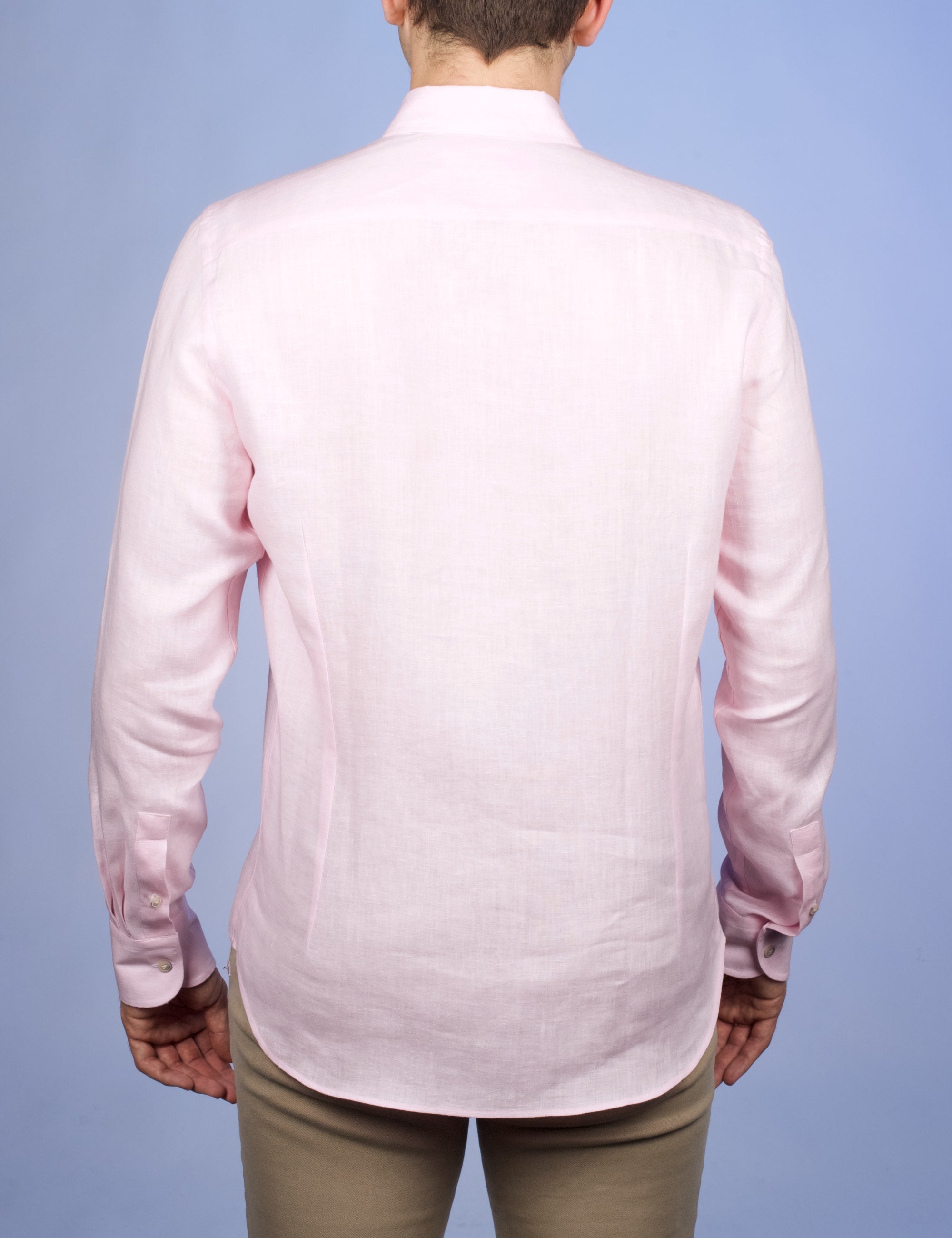 Chemise Lin Normand Rose - Col Souple