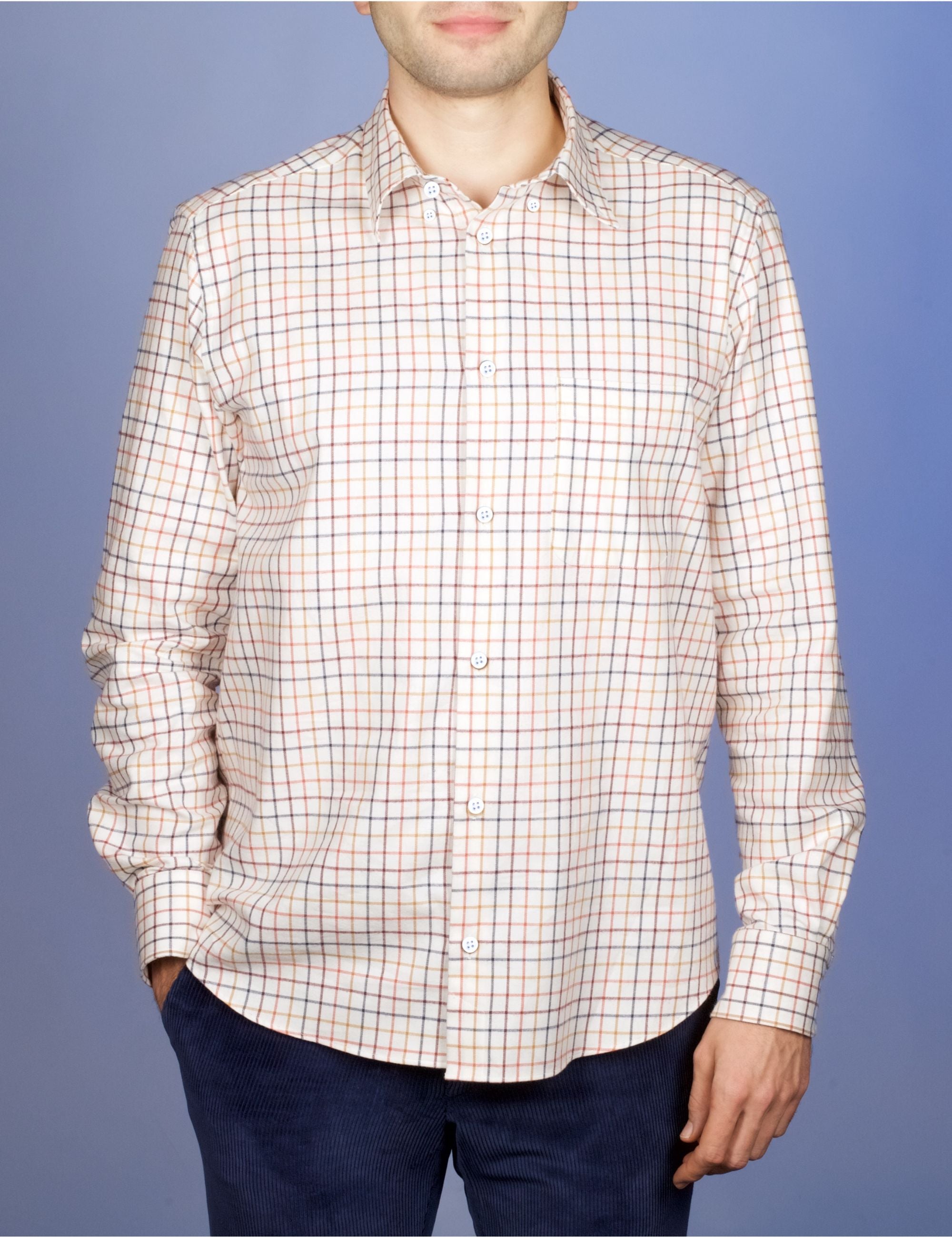 Chemise Flanelle Légère Carreaux - Col Boutonné