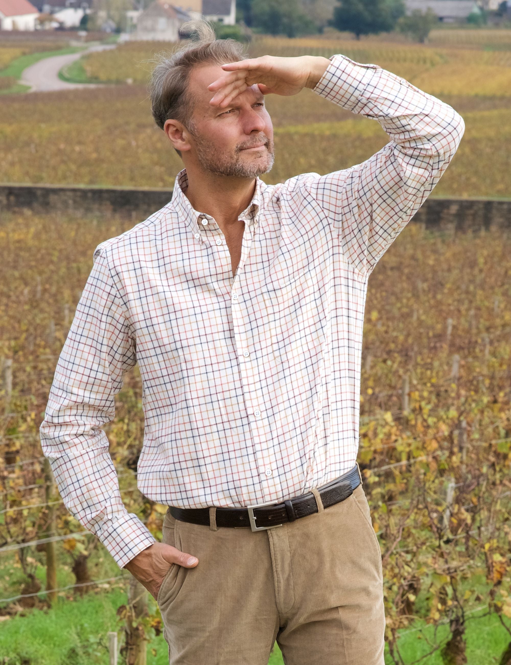 Lightweight Plaid Flannel Shirt - Button-Down Collar