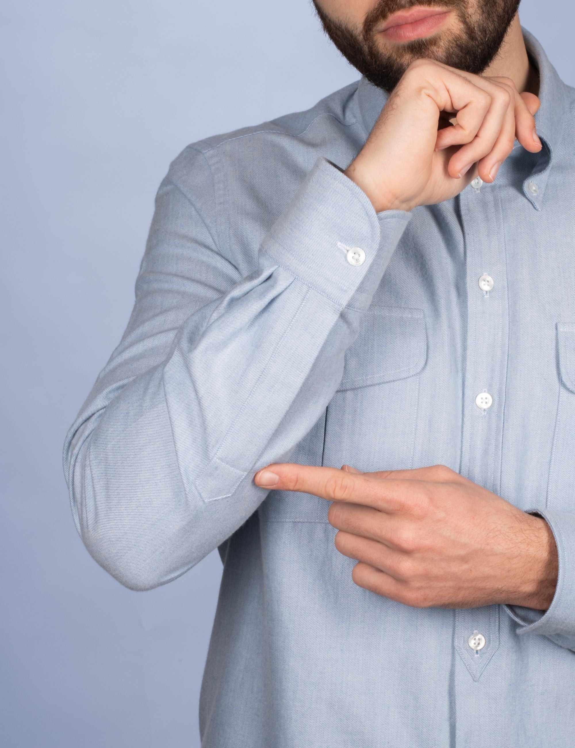 Chemise Alpine - Flanelle Bleu Glacier - Col Boutonné & Poches à Soufflets