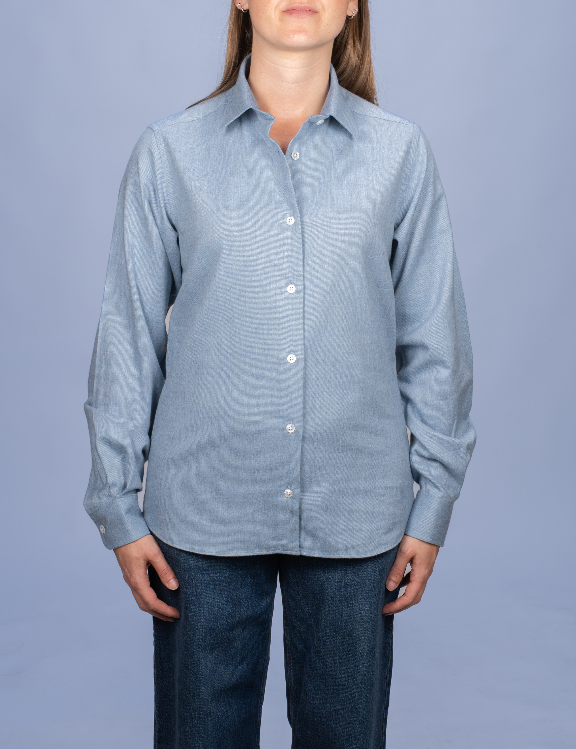 Chemisier Flanelle Chaude Bleu Argile
