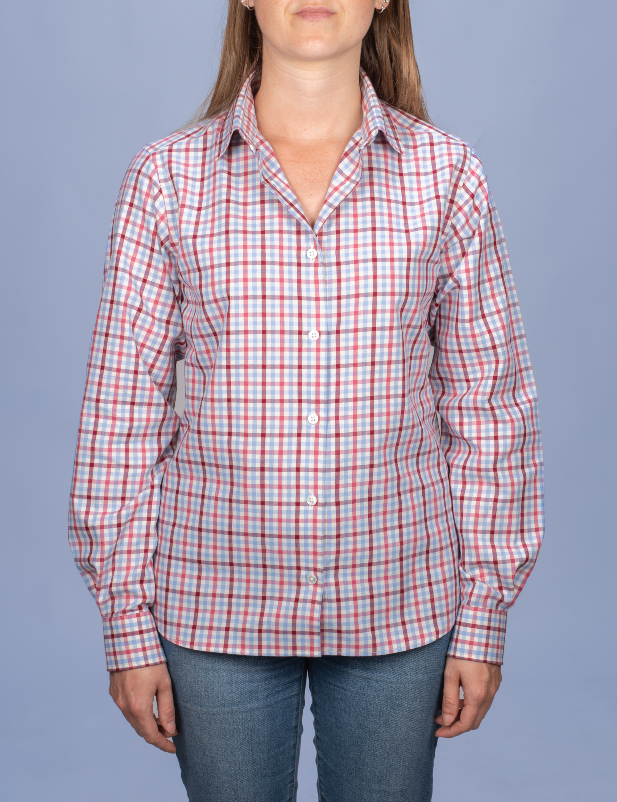 Chemisier Flanelle Légère à Carreaux Rose