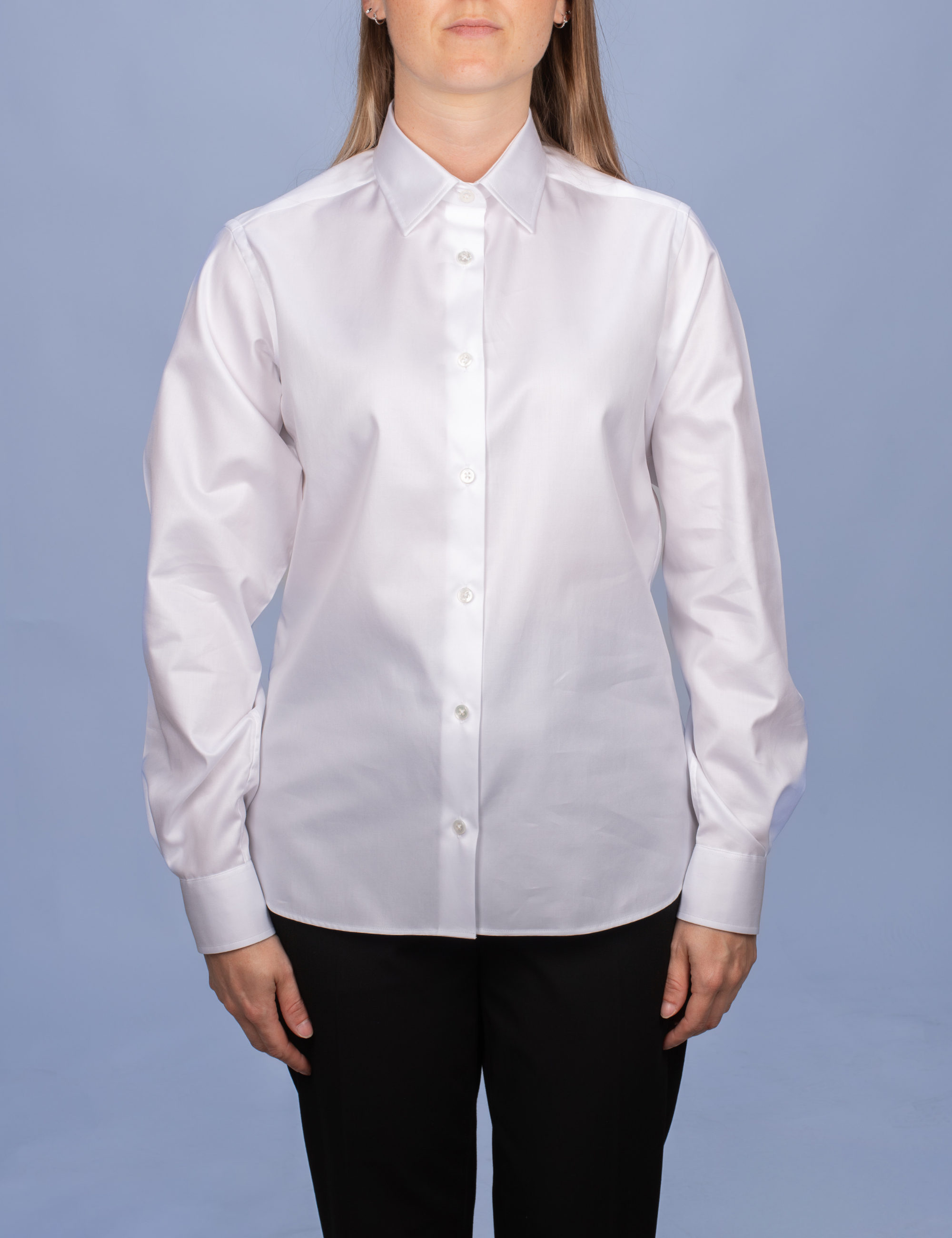 White Poplin Double Twisted Yarn Shirt - Fitted Cut