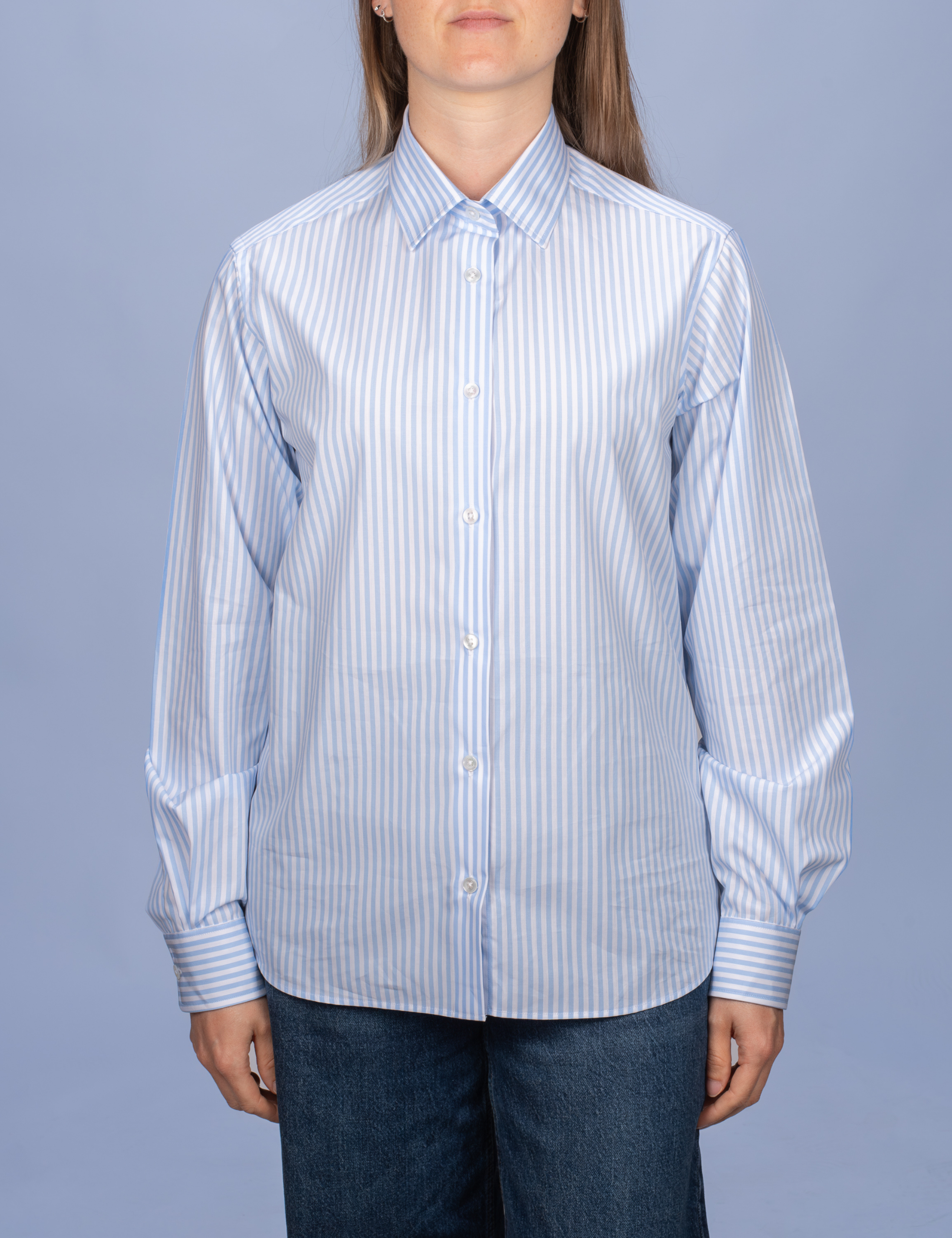 White Poplin Double Twisted Yarn Shirt - Fitted Cut
