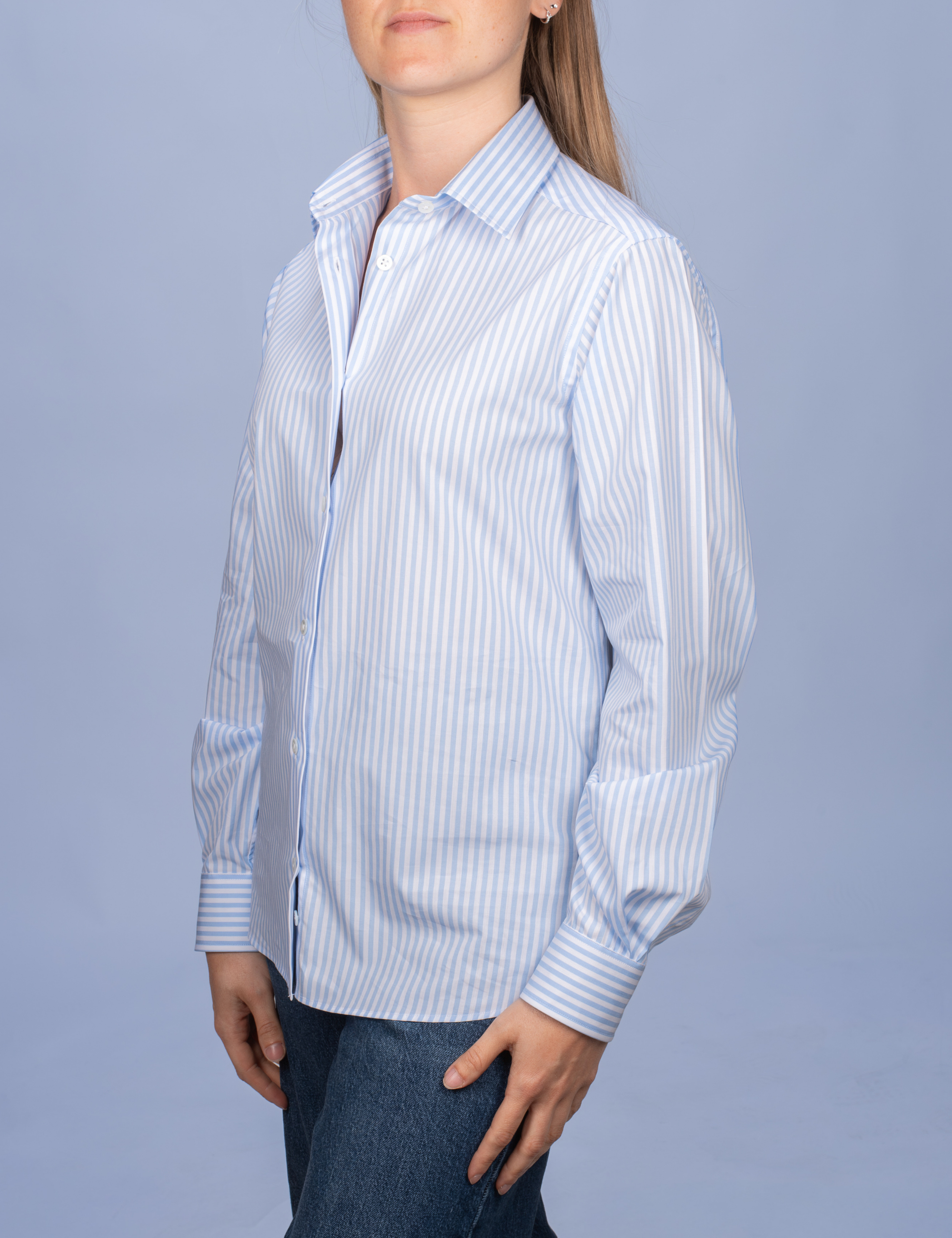 White Poplin Double Twisted Yarn Shirt - Fitted Cut