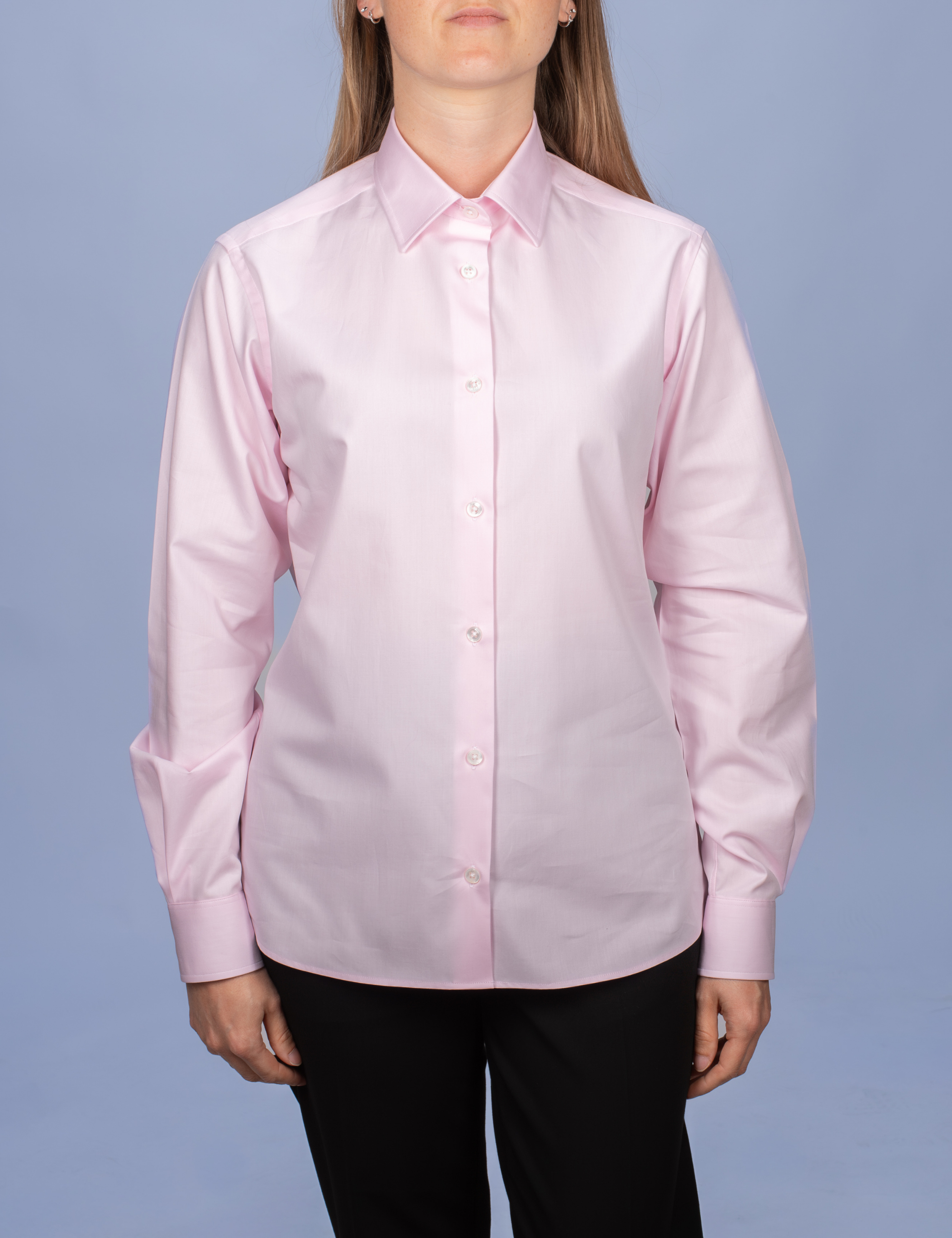 White Poplin Double Twisted Yarn Shirt - Fitted Cut