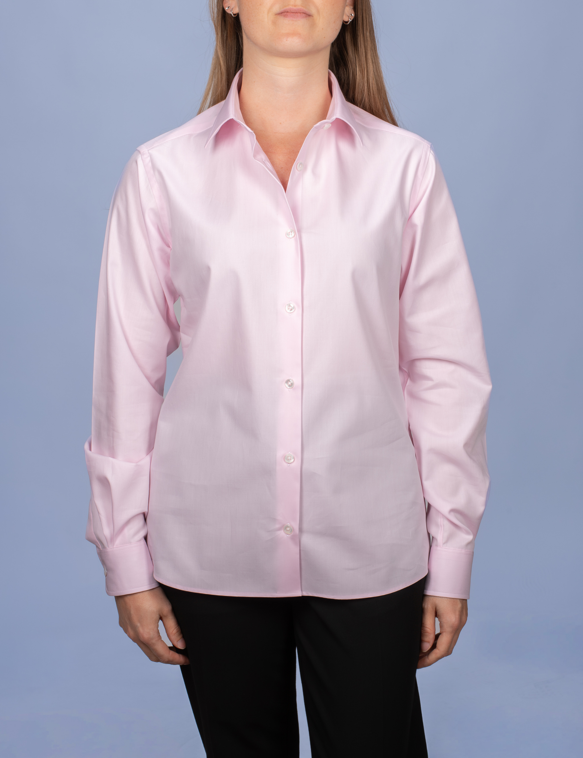 White Poplin Double Twisted Yarn Shirt - Fitted Cut