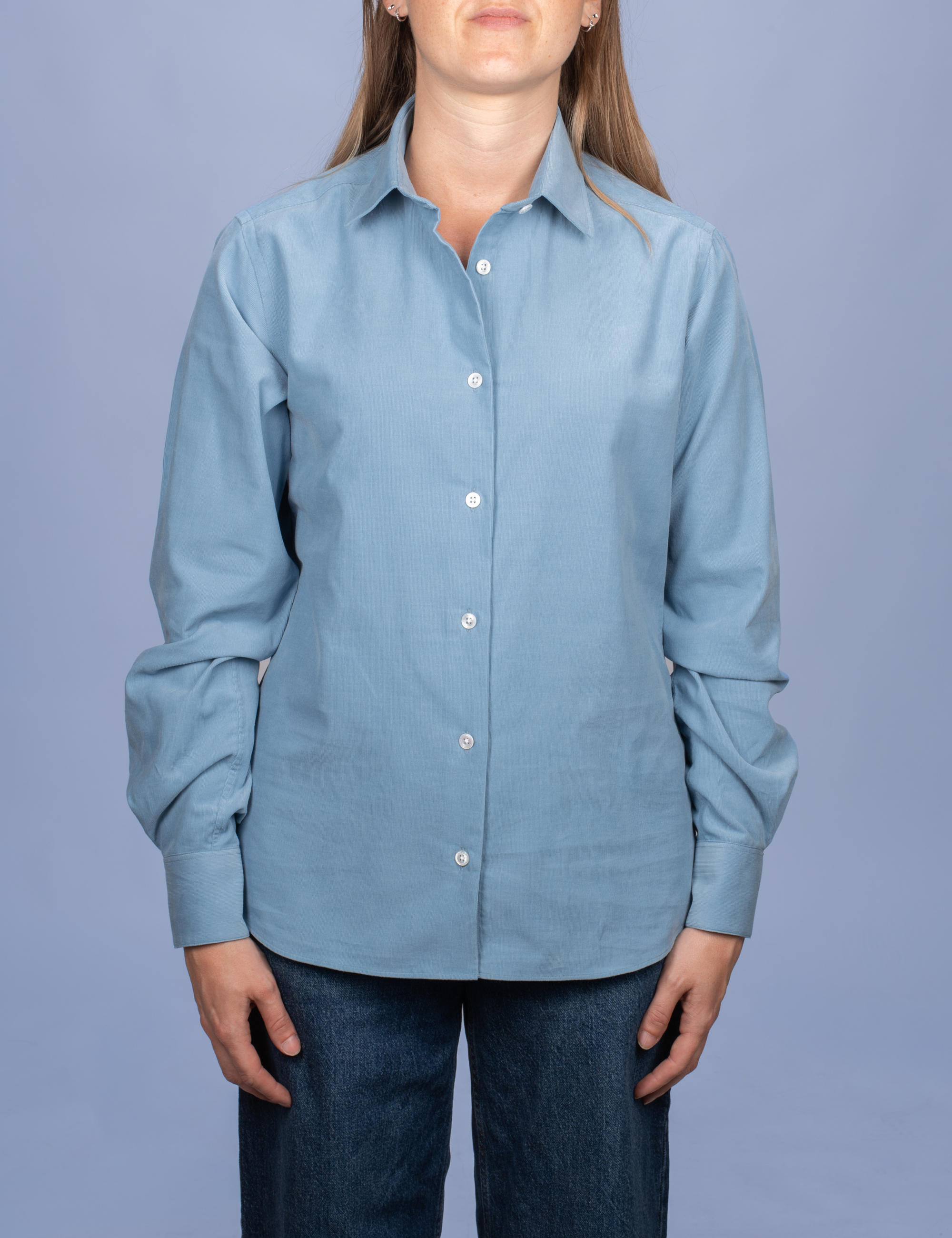 Chemisier Velours Milleraies Bleu Argile