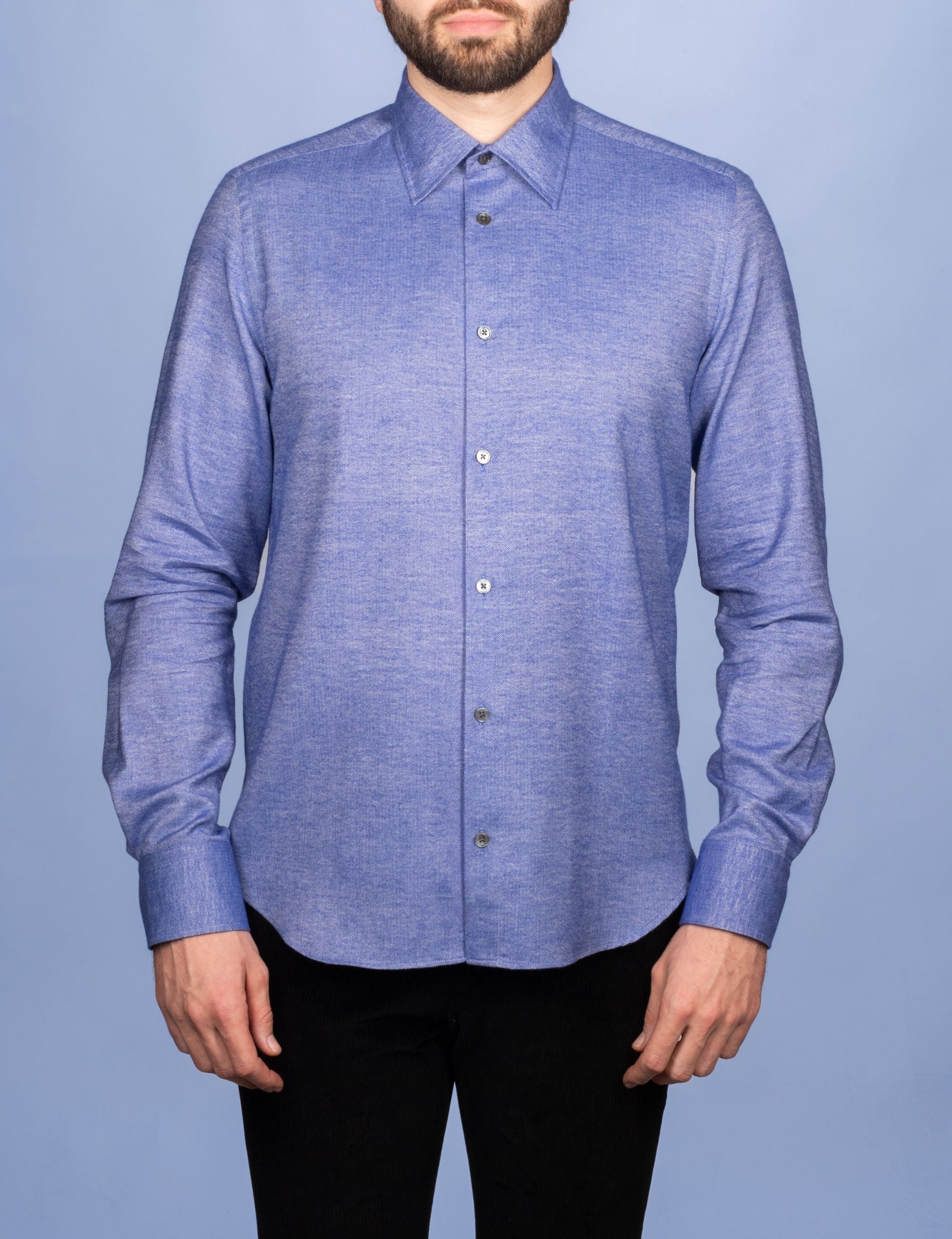 Violet Herringbone Flannel Shirt - Soft Collar