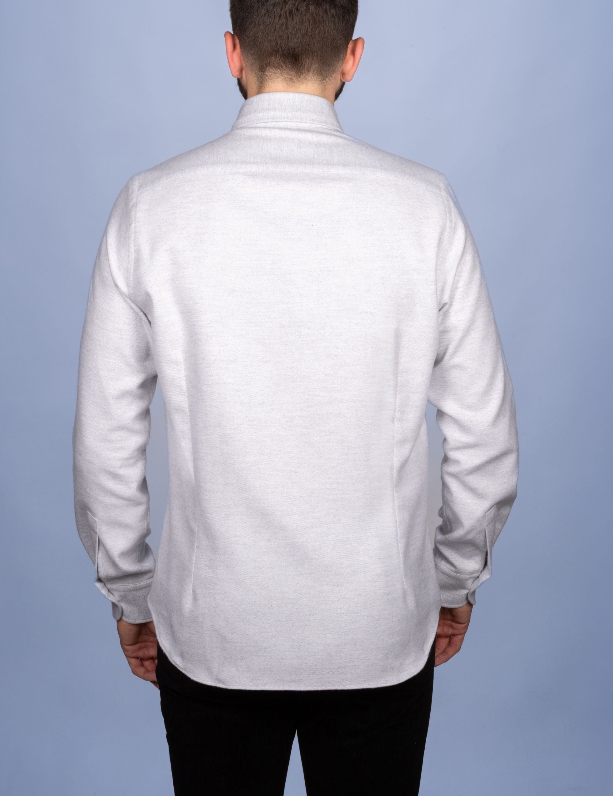 Warm Gray Flannel Shirt - Button-Down Collar