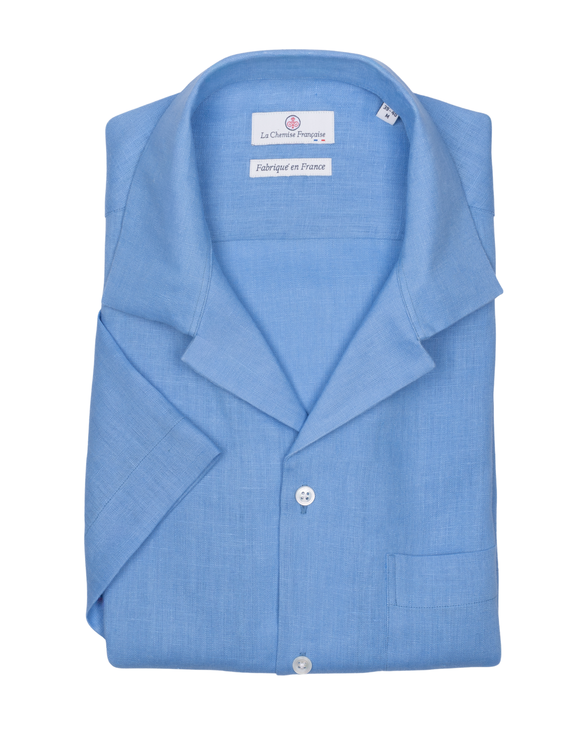 Chemise Havane Bleu Azur - Col Cubain