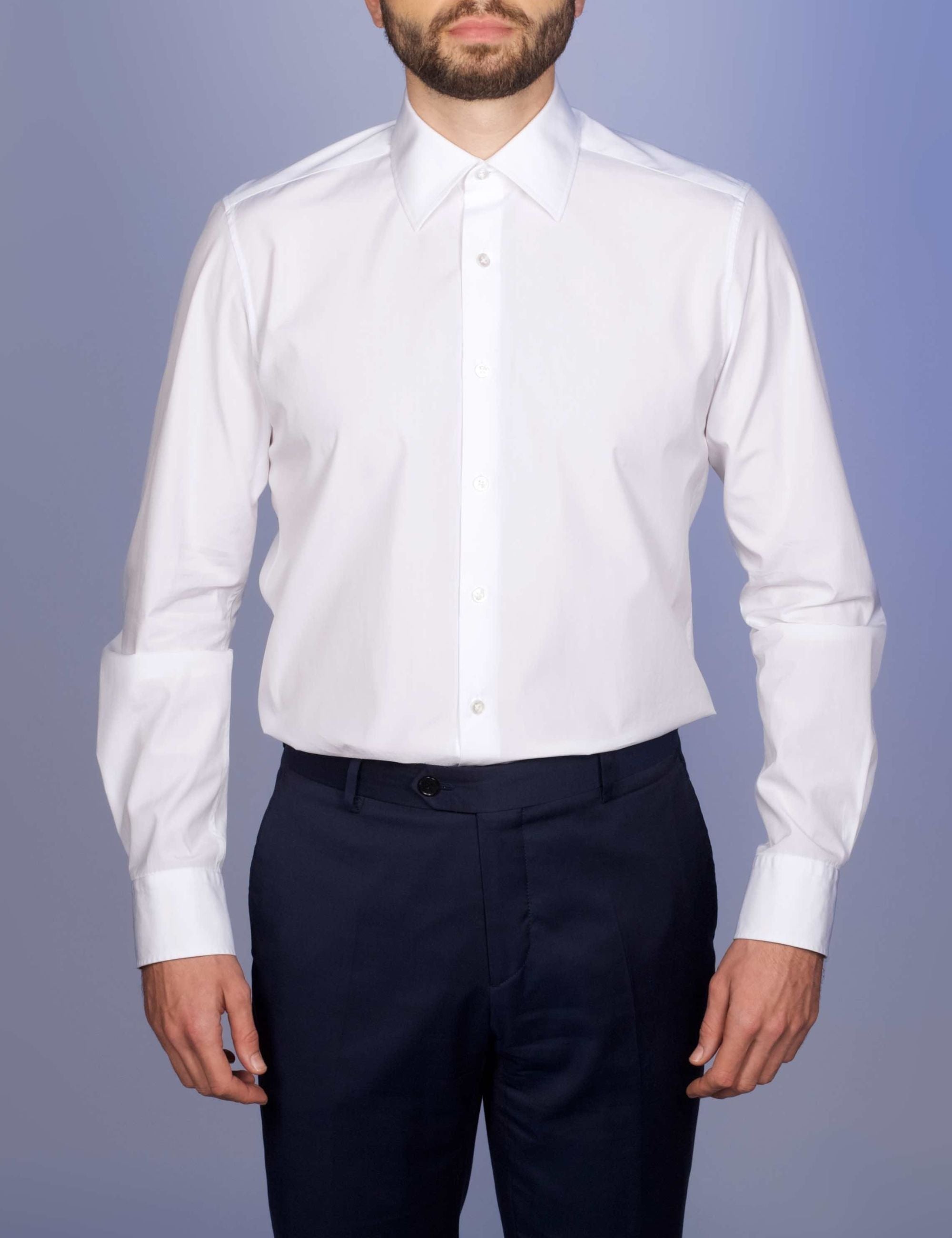 Chemise Blanche Popeline Double Retors - Col Français