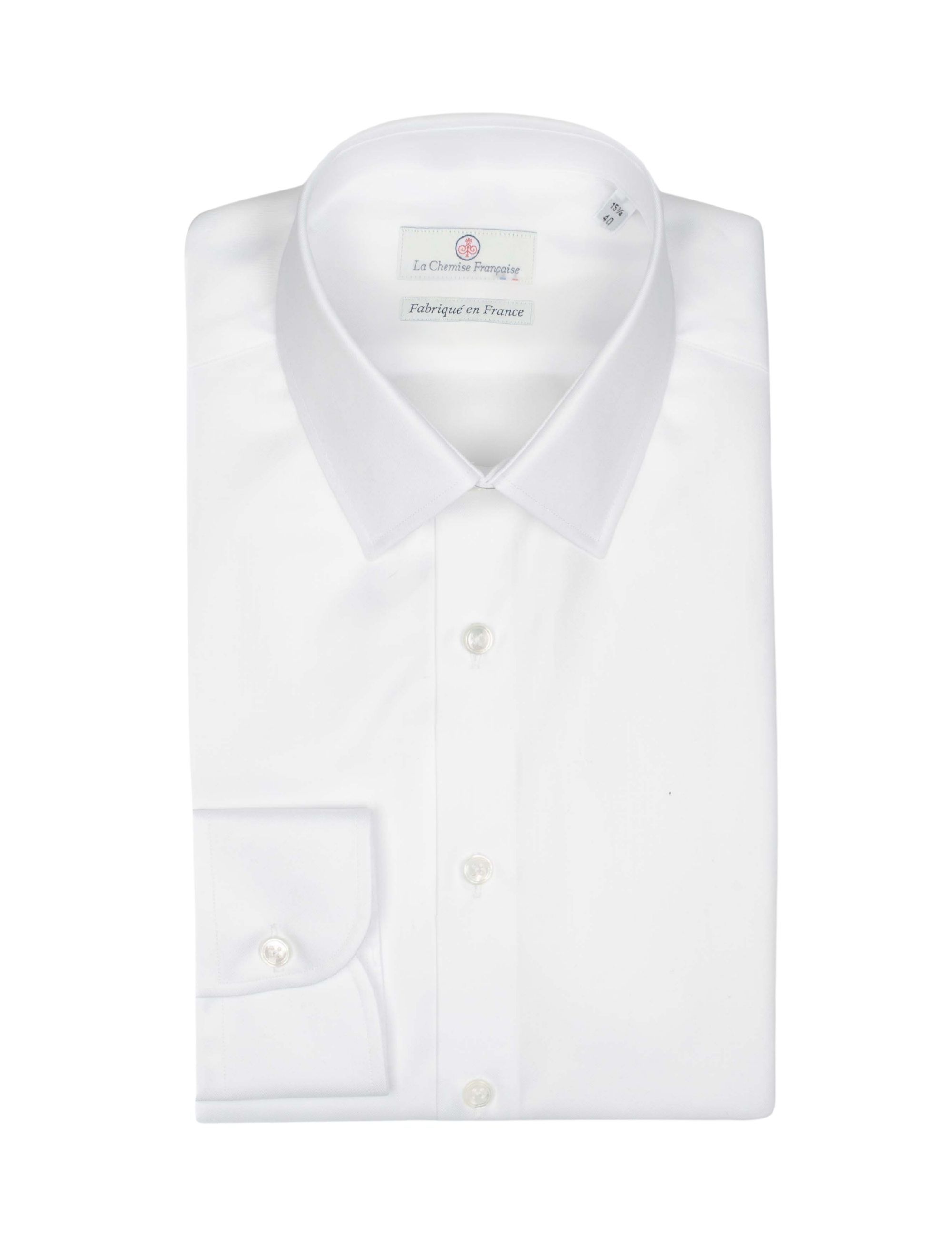 Chemise Blanche Popeline Double Retors - Col Français