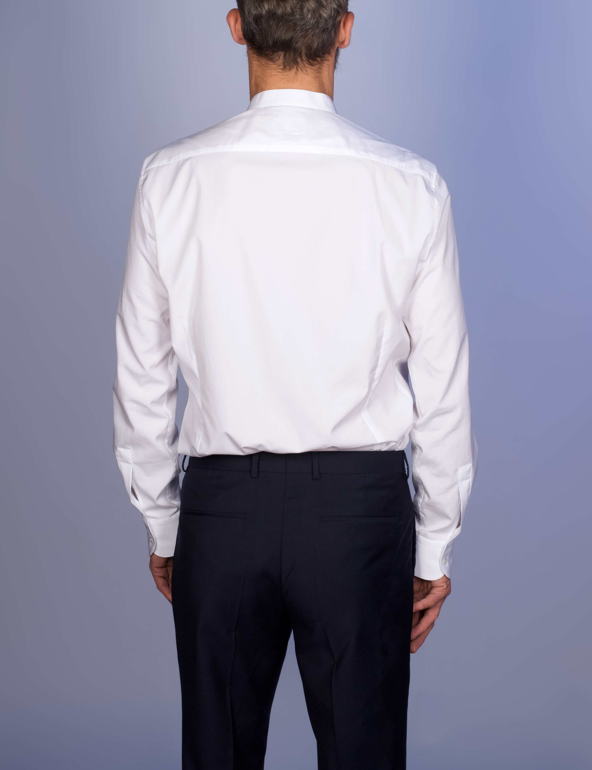 Chemise Blanche Popeline Double Retors - Col Officier