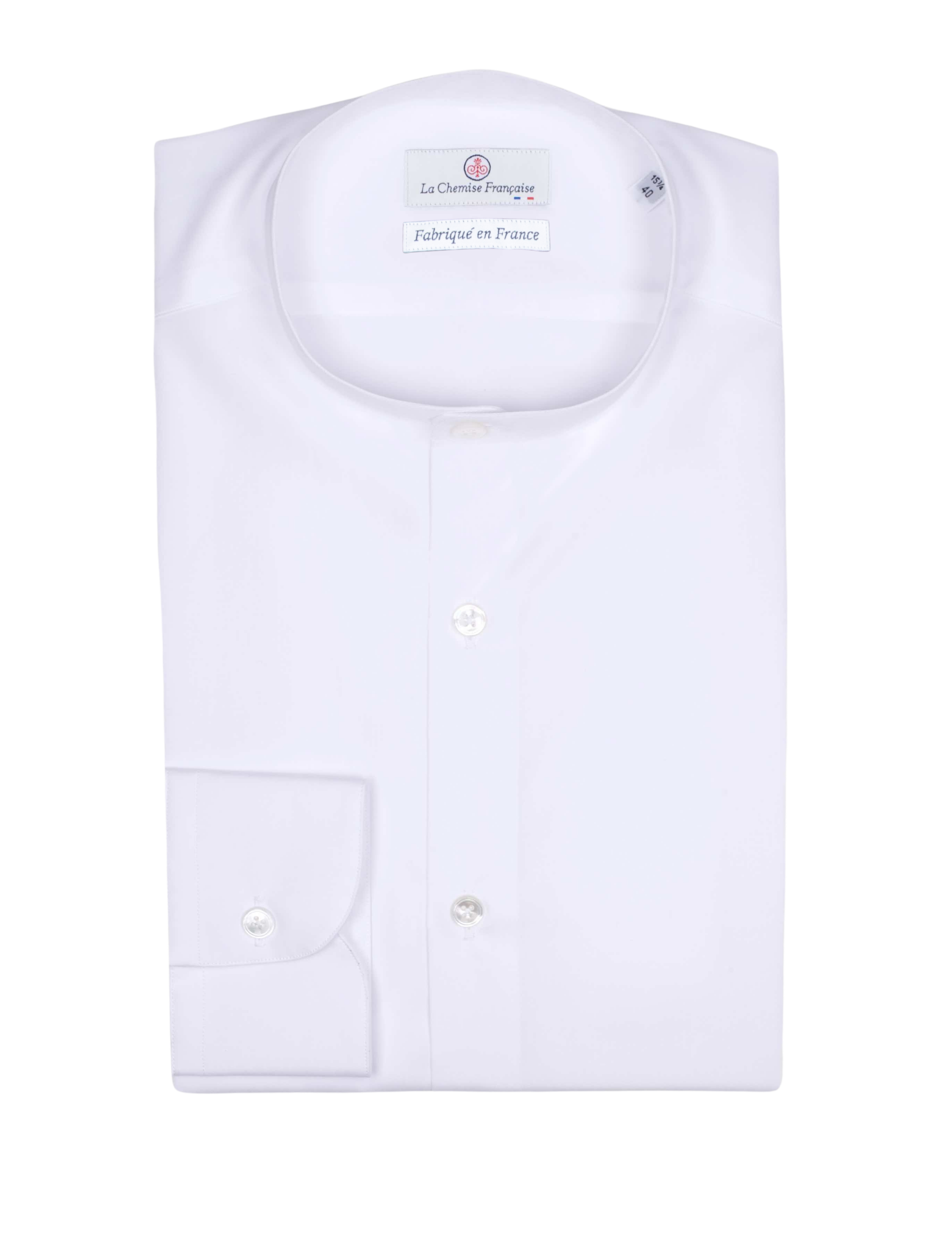 Chemise Blanche Popeline Double Retors - Col Officier