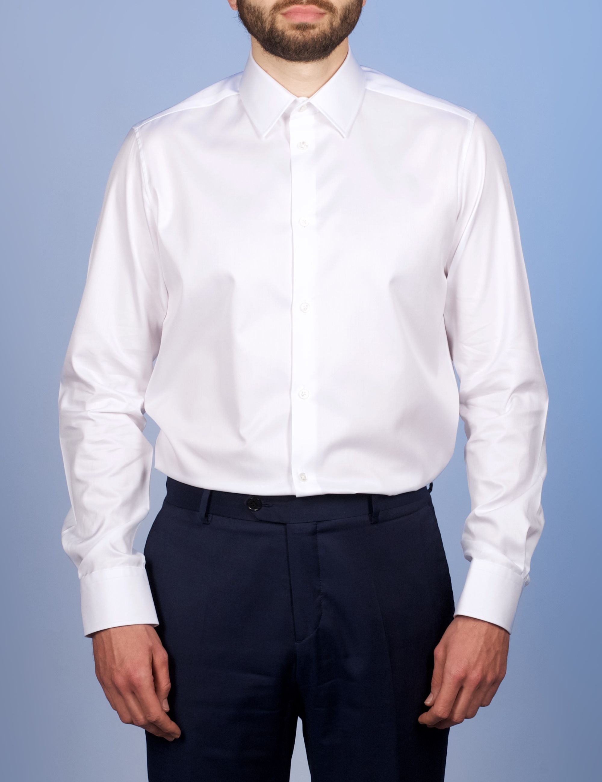 Chemise Blanche Twill Fin "Elysée" - Col Français