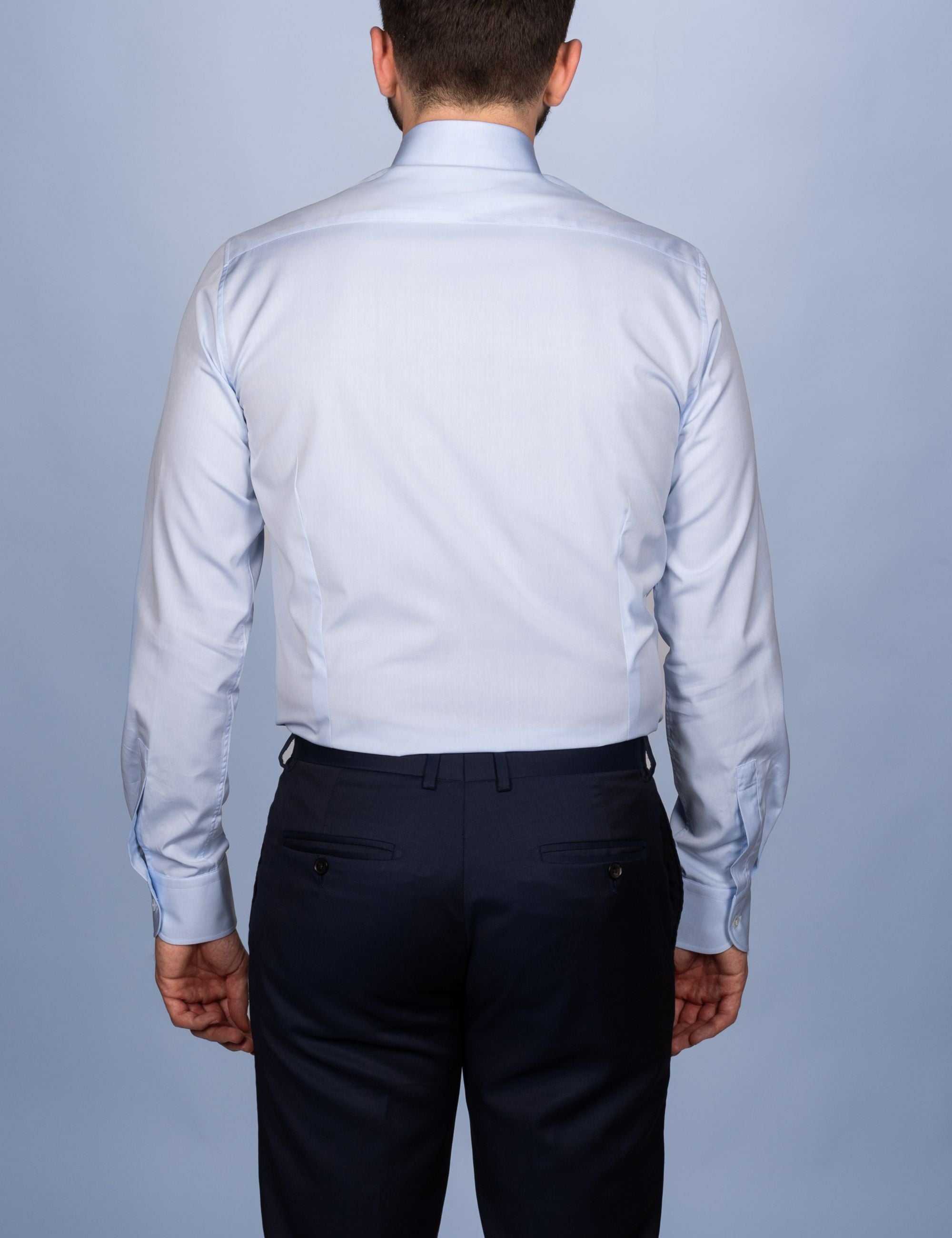 Sky Blue Poplin Two-Ply Shirt - French Collar