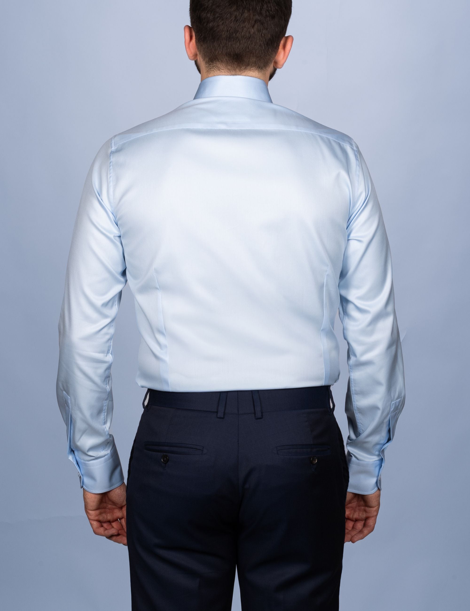 Chemise Bleu Ciel Twill Fin "Elysée" - Col Français