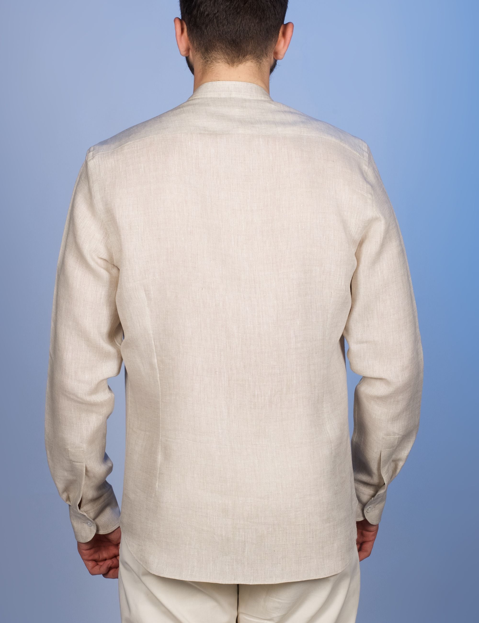 Chemise Lin Normand Sable - Col Mao