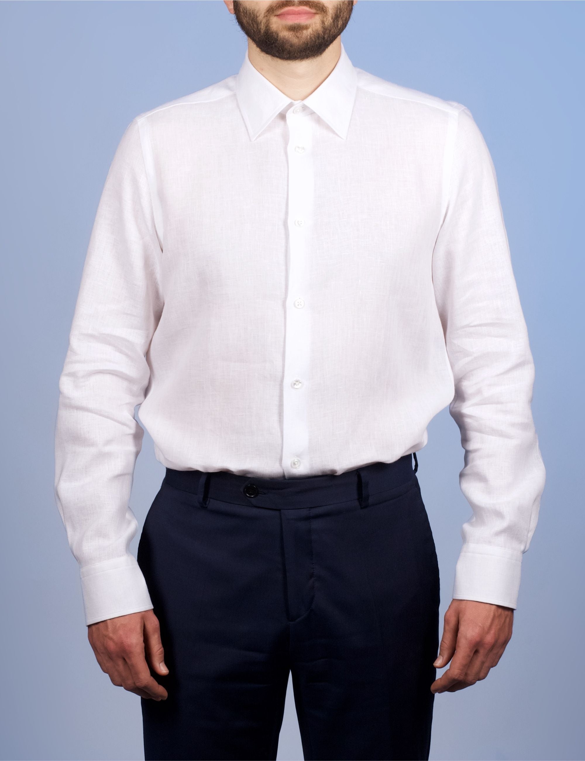 Chemise Lin Normand Blanc - Col Souple