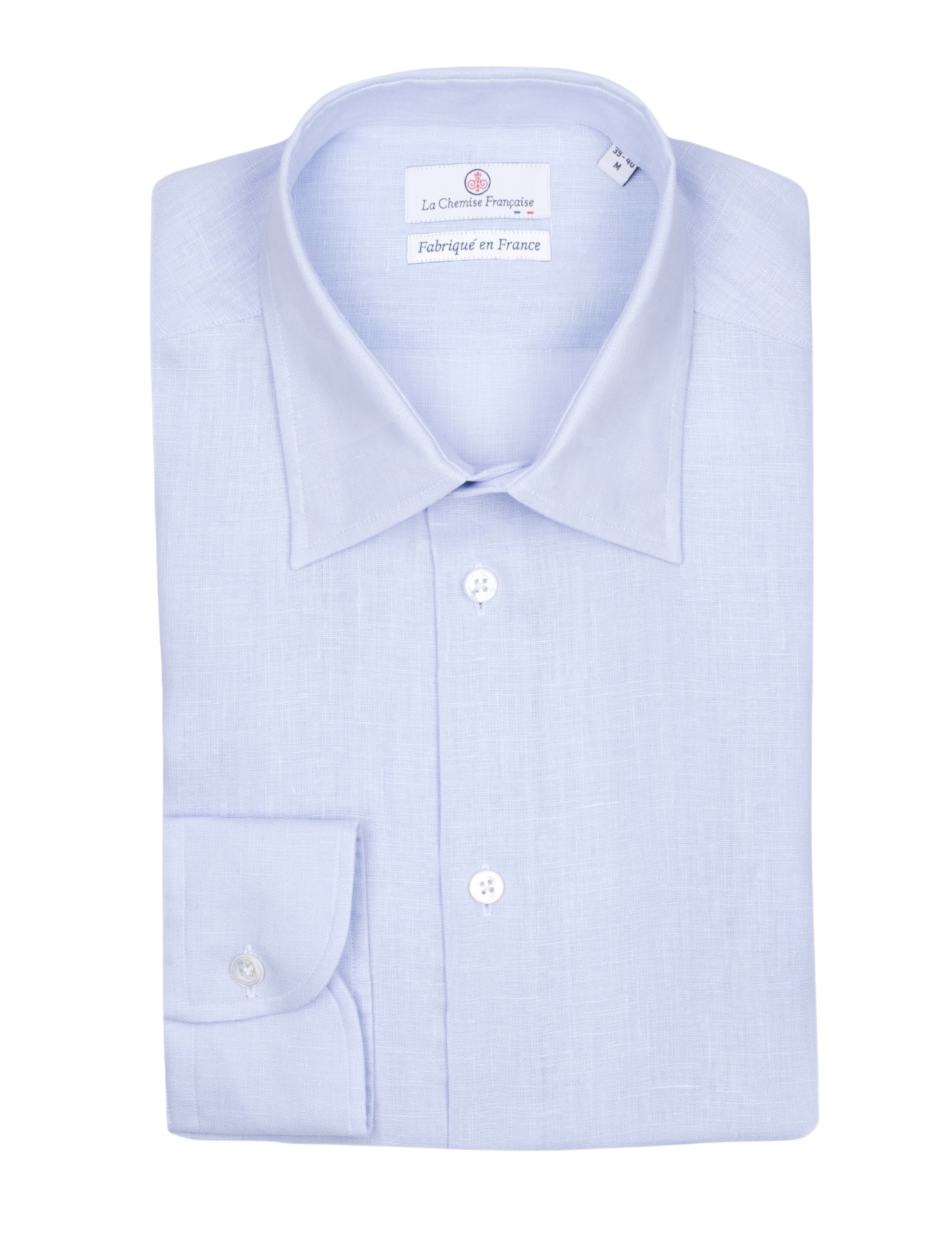 Chemise Lin Normand Bleu Ciel  - Col Souple