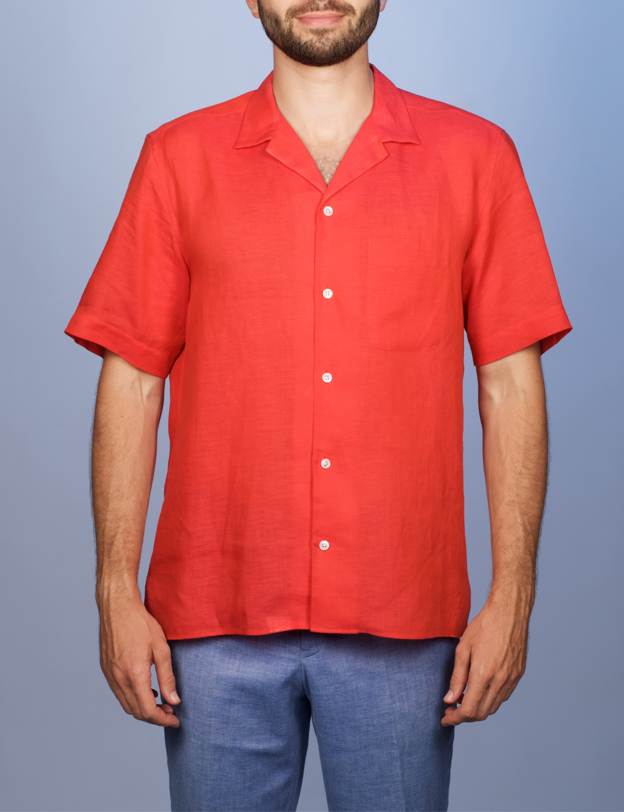 Chemise Havane Rouge - Col Cubain
